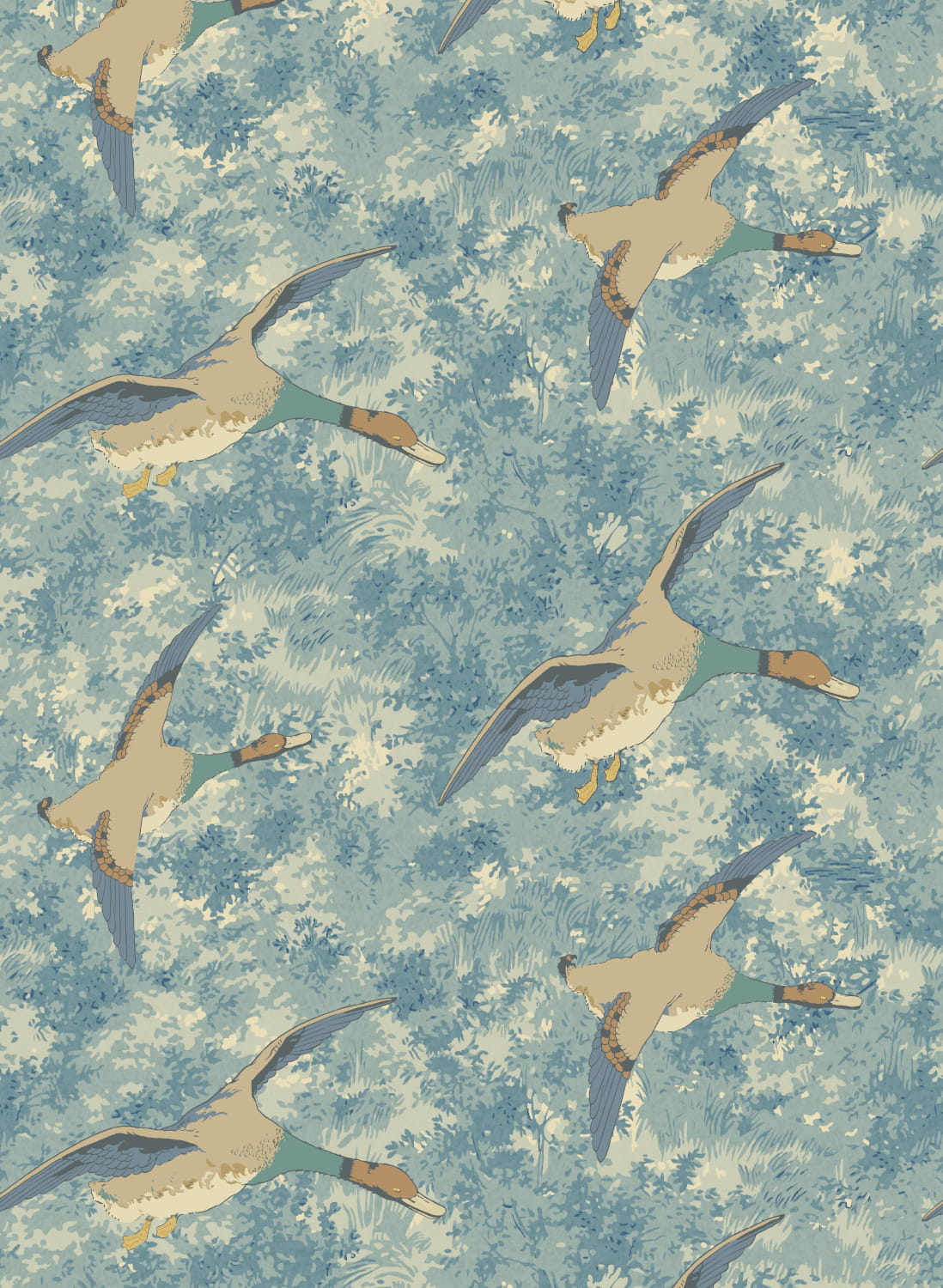 Tapete Forest Ducks - Blue