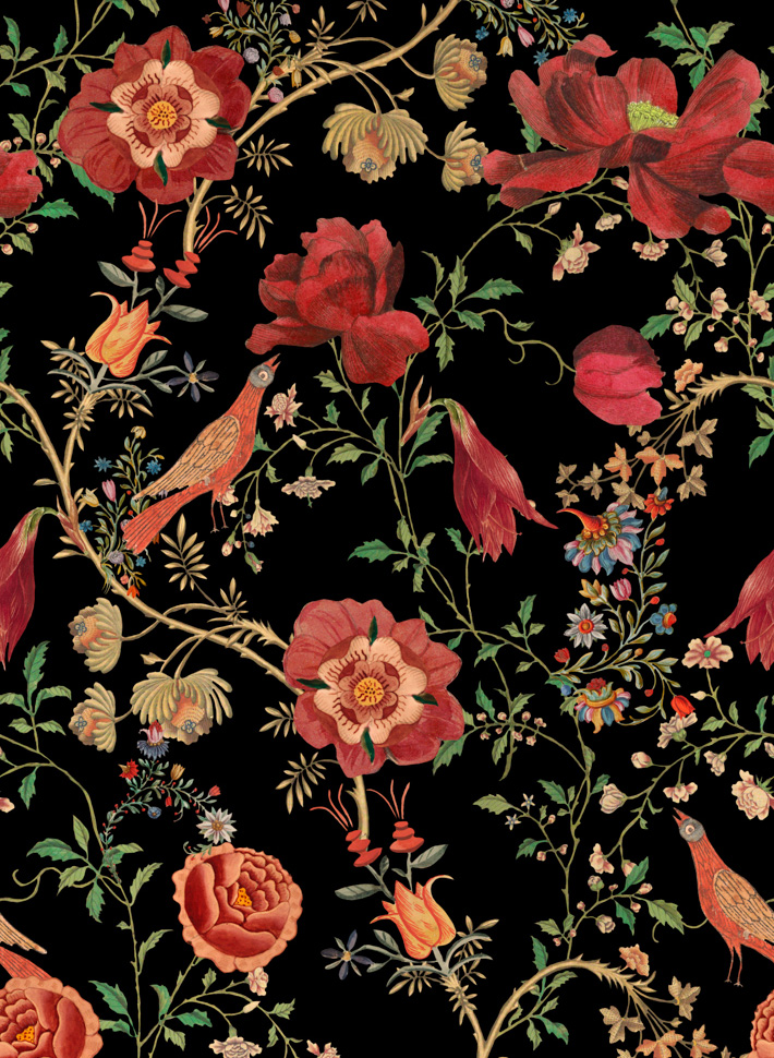 Tapete Transsilvaniae Florilegium - Green/ Red/ Black