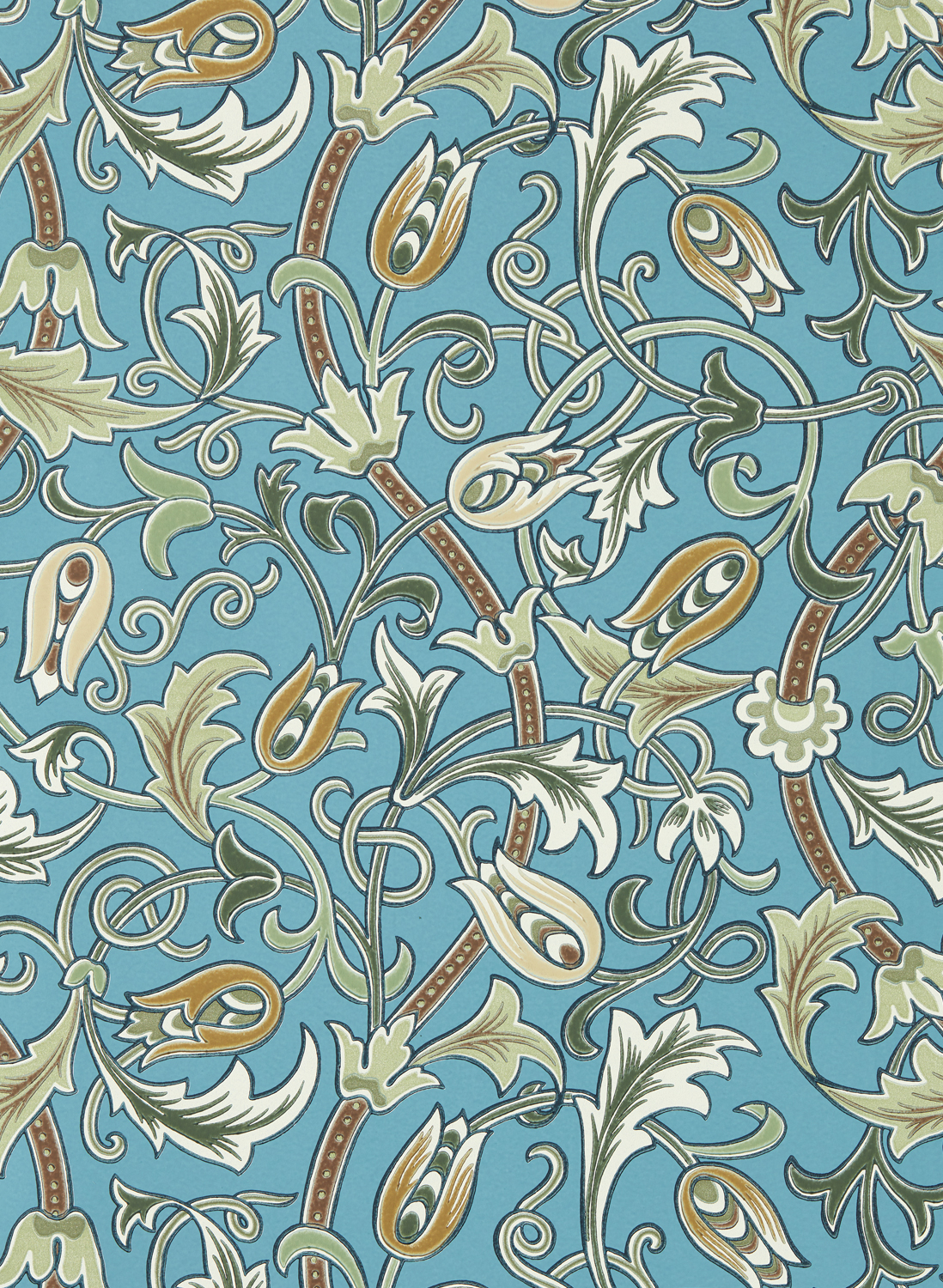 Tapete Scrolling Tulip - Woad/ Thyme