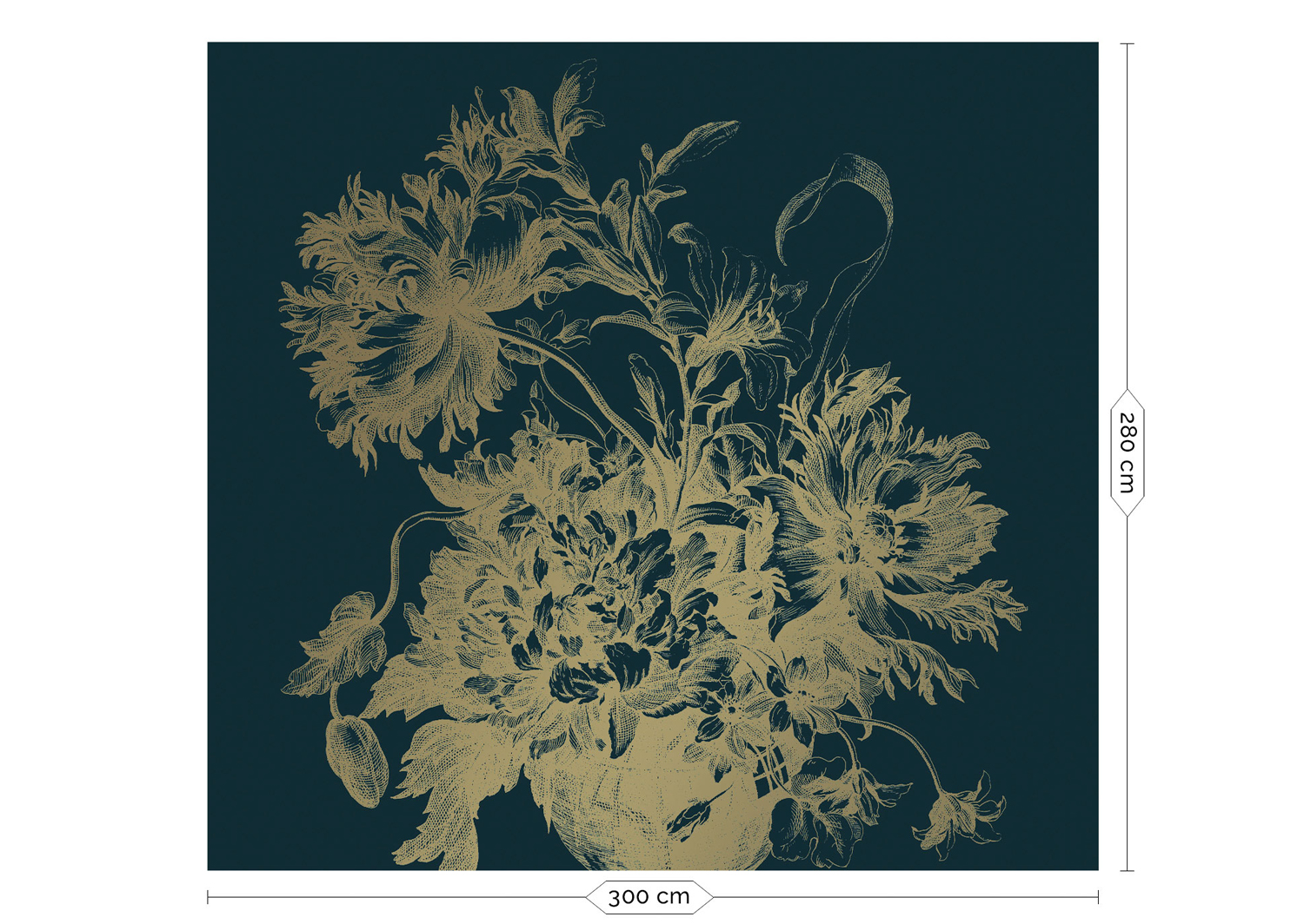 Wandbild Engraved Flowers Gold 8 - L