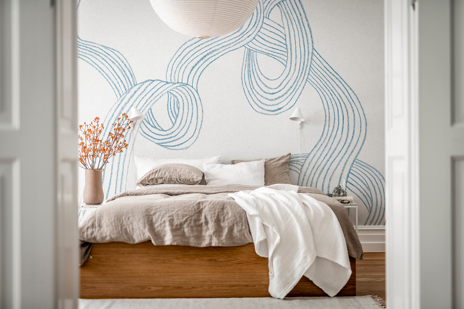 Wandbild Stripes - Light Blue