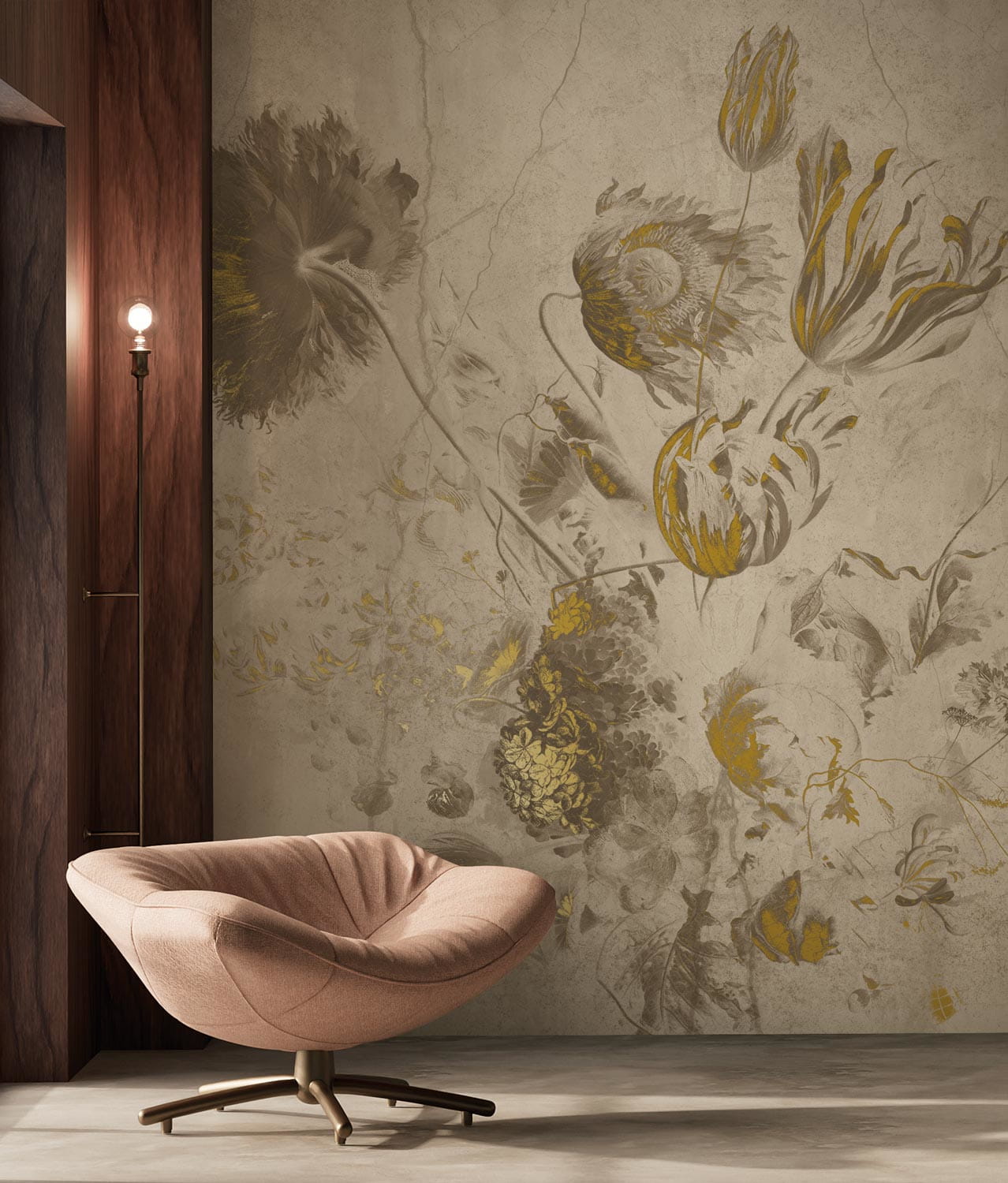 Wandbild Fresco Flowers Uyterlinde - Beige 292 cm