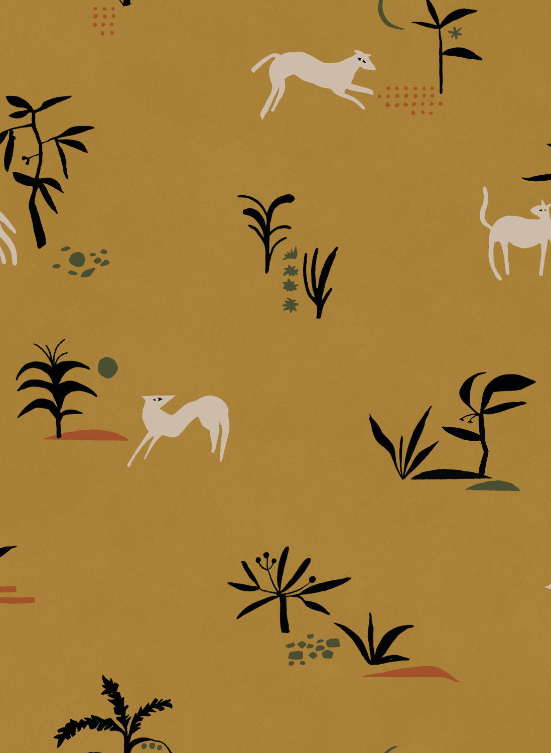 Tapete Prehistoric Creatures - Ocher