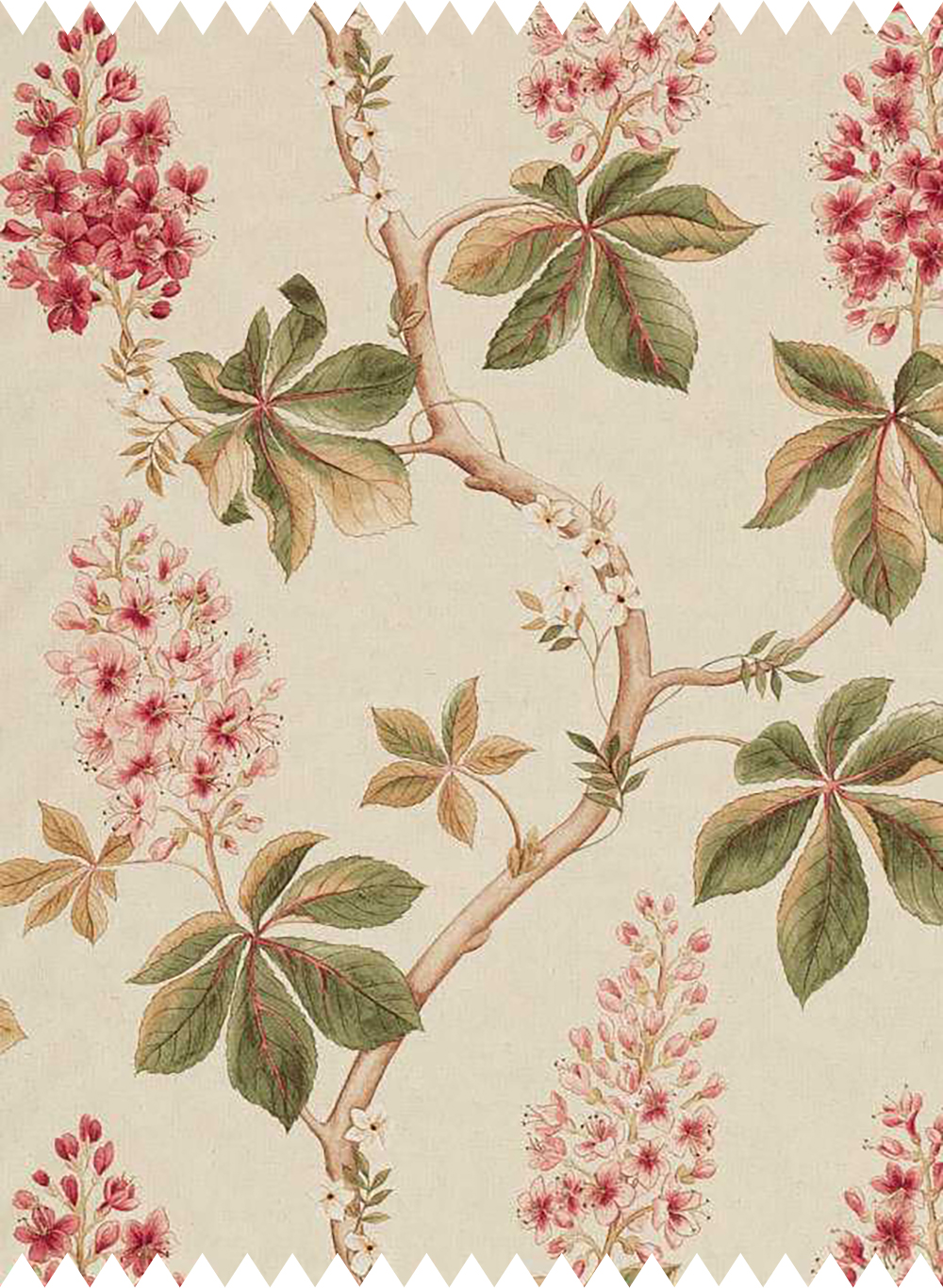 Stoff Chestnut Tree - Coral/ Bayleaf