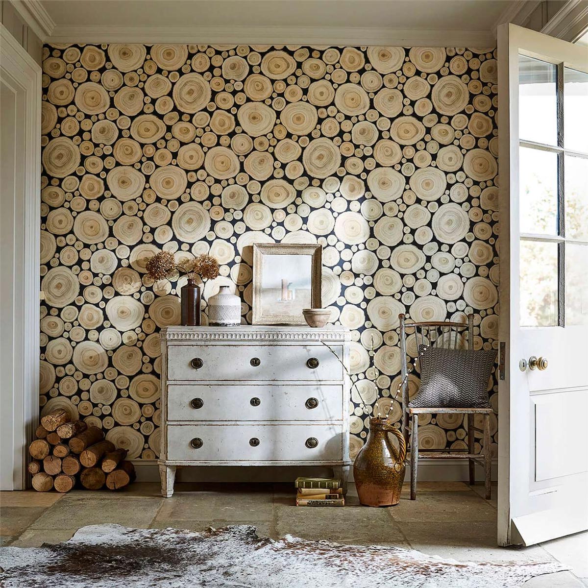 Tapete Alnwick Logs - Lacquer Black