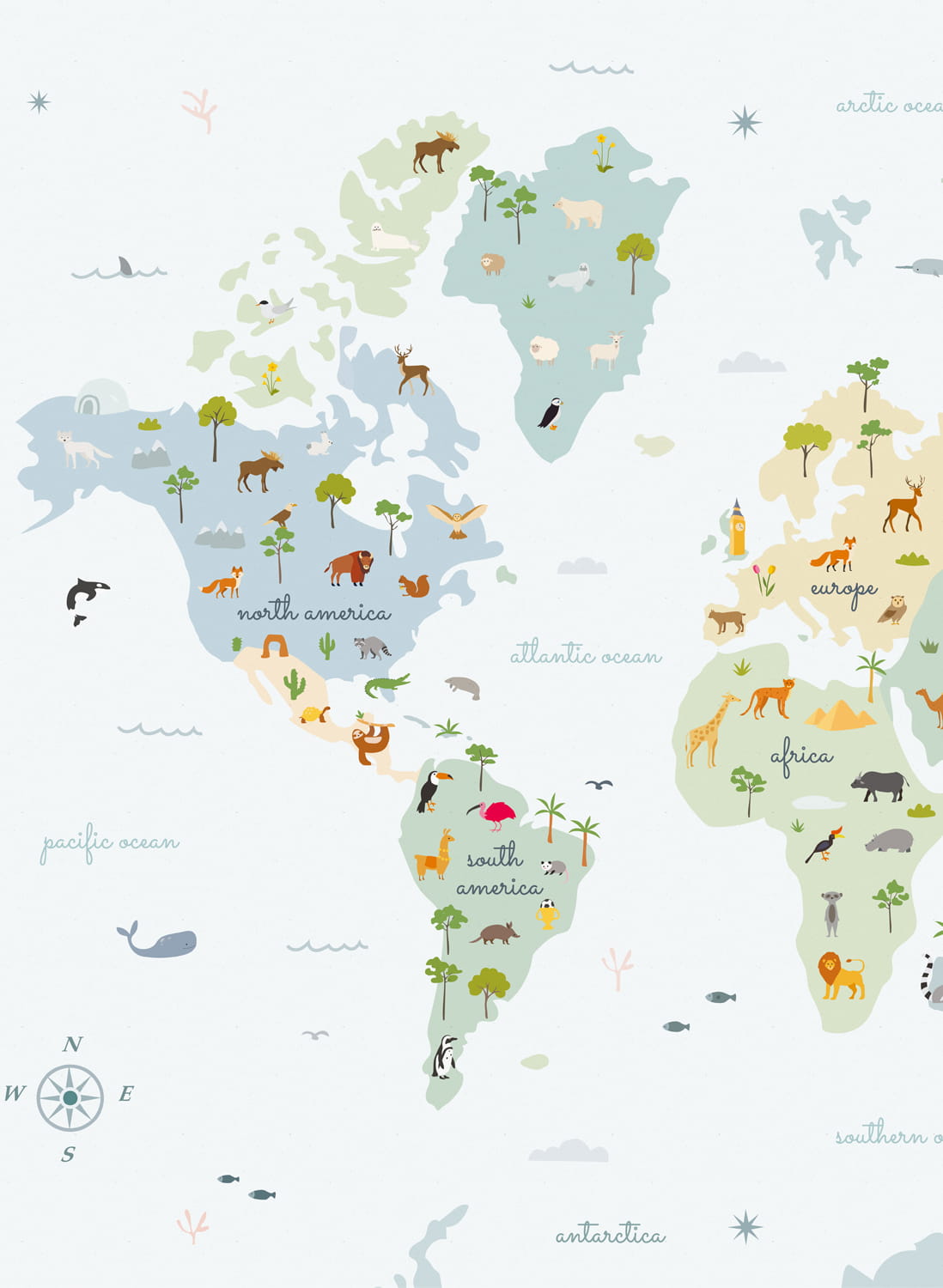 Wandbild Animal Map - Prisma