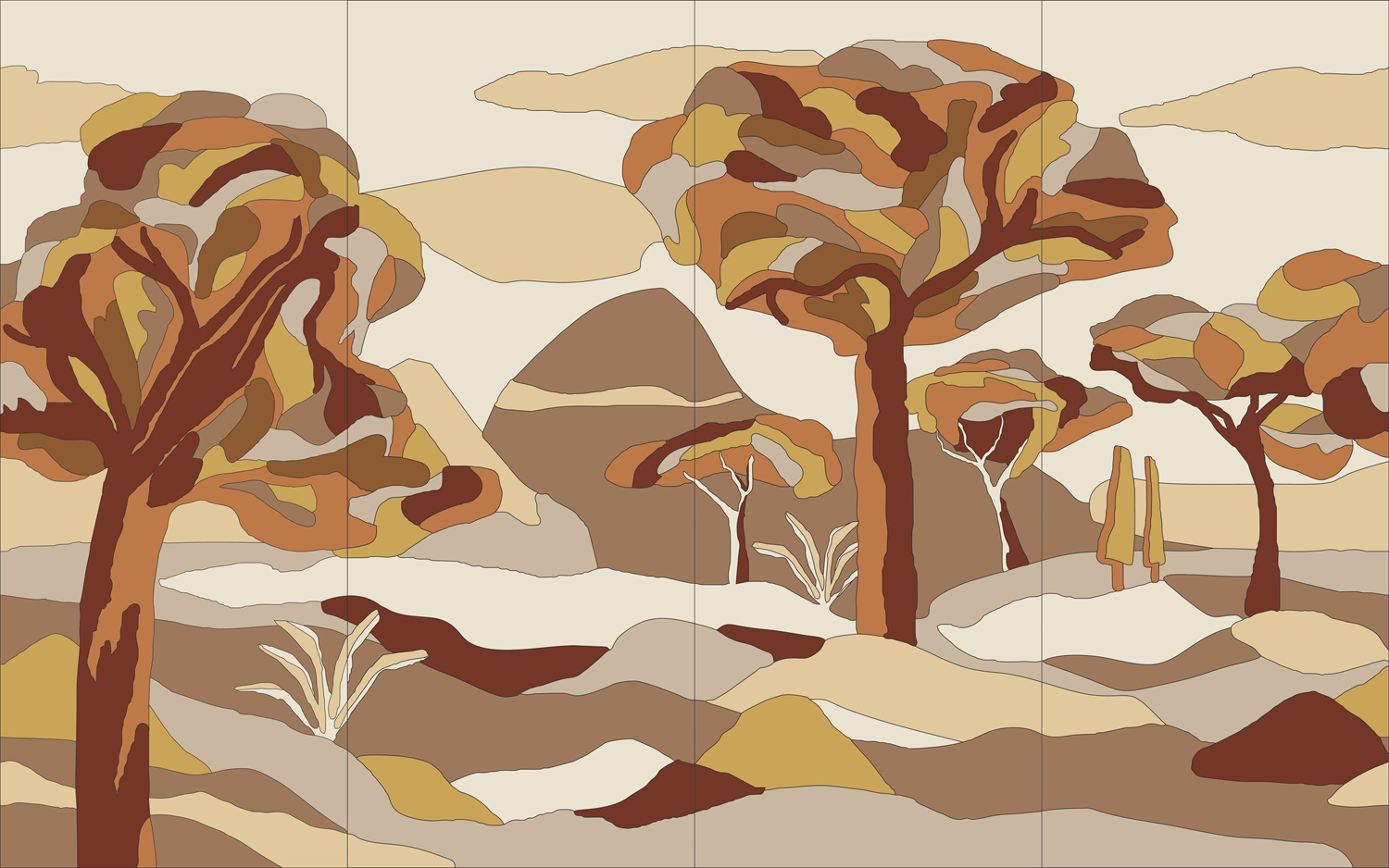 Wandbild Under The Sycamore Tree - Mahogany Wood