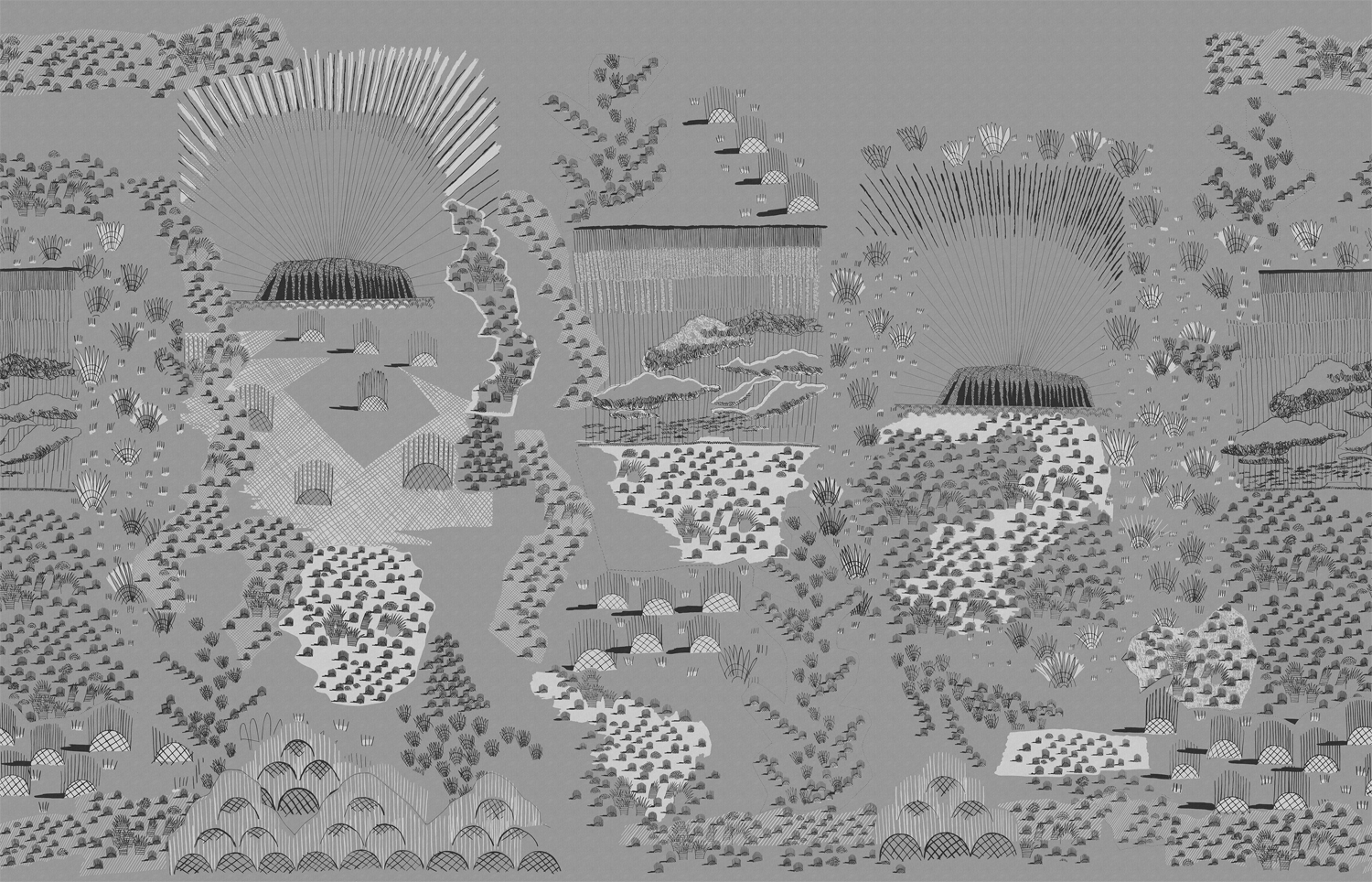 Wandbild Ayers Rock - Graphite