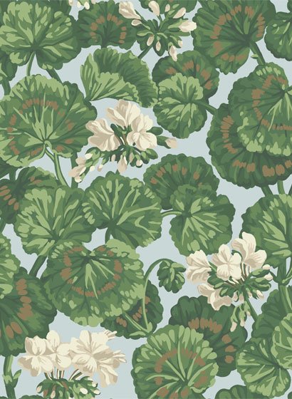 Tapete Geranium - White/ Sage on Seafoam