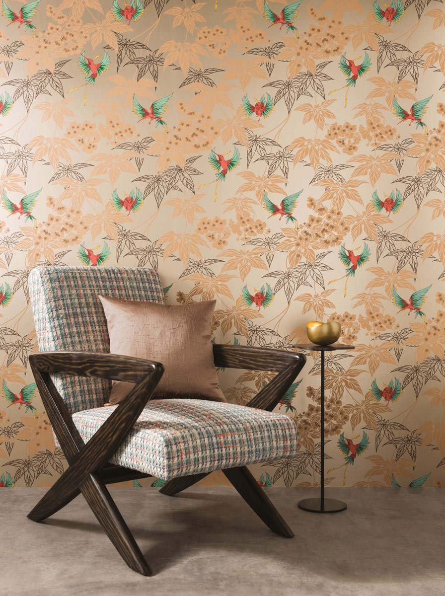 Tapete Grove Garden - Copper / Brick Red