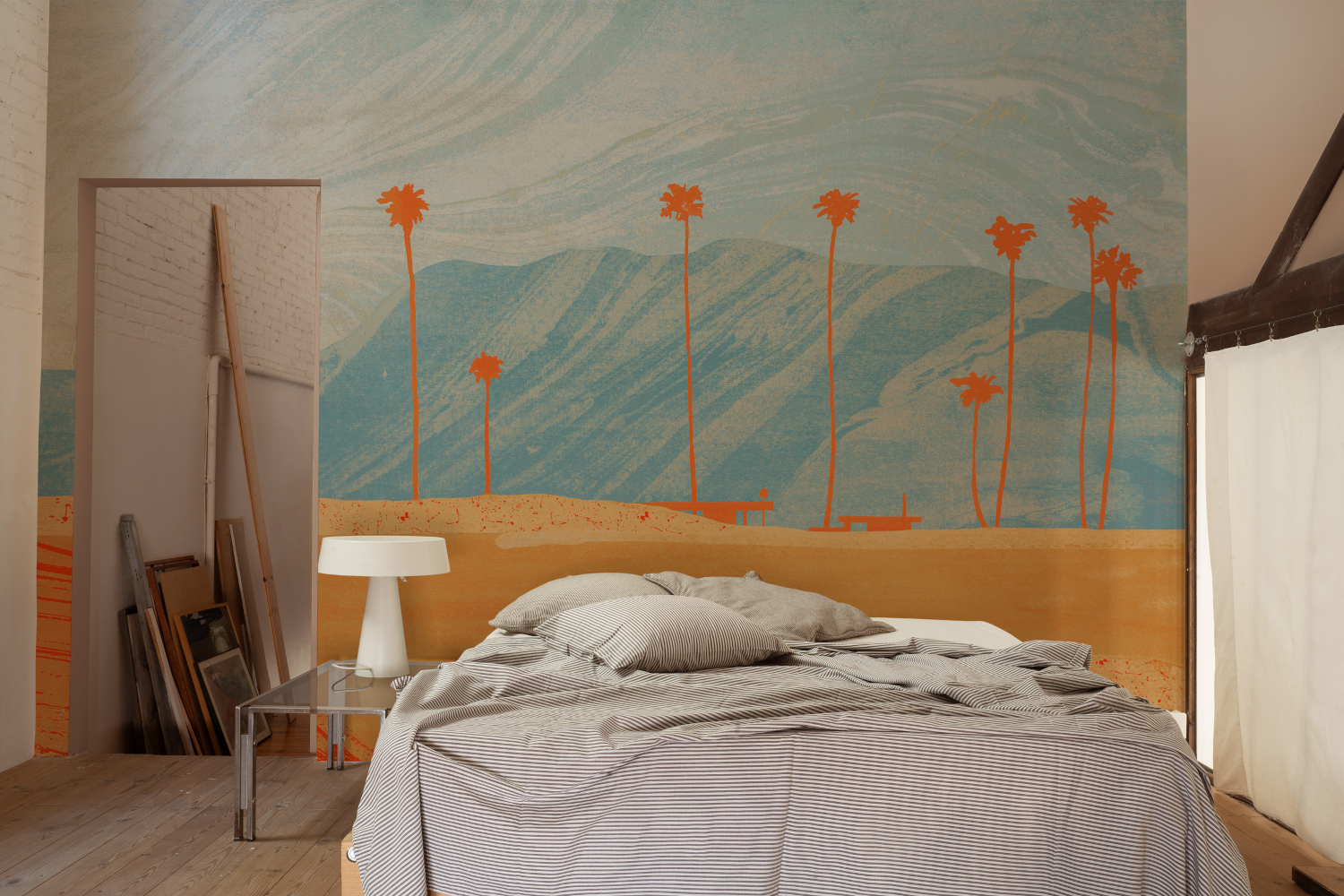 Wandbild Palms View - Light Blue