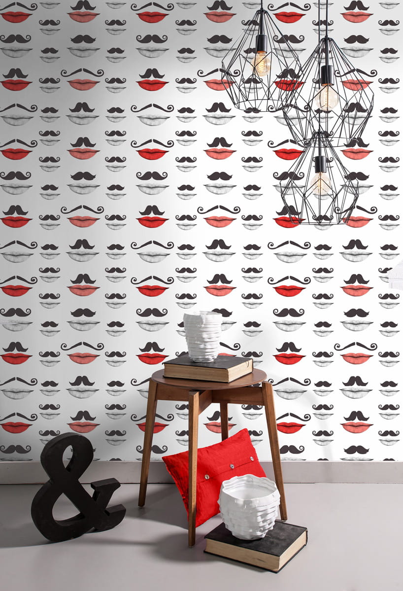 Tapete Moustache and Lips - WP20084