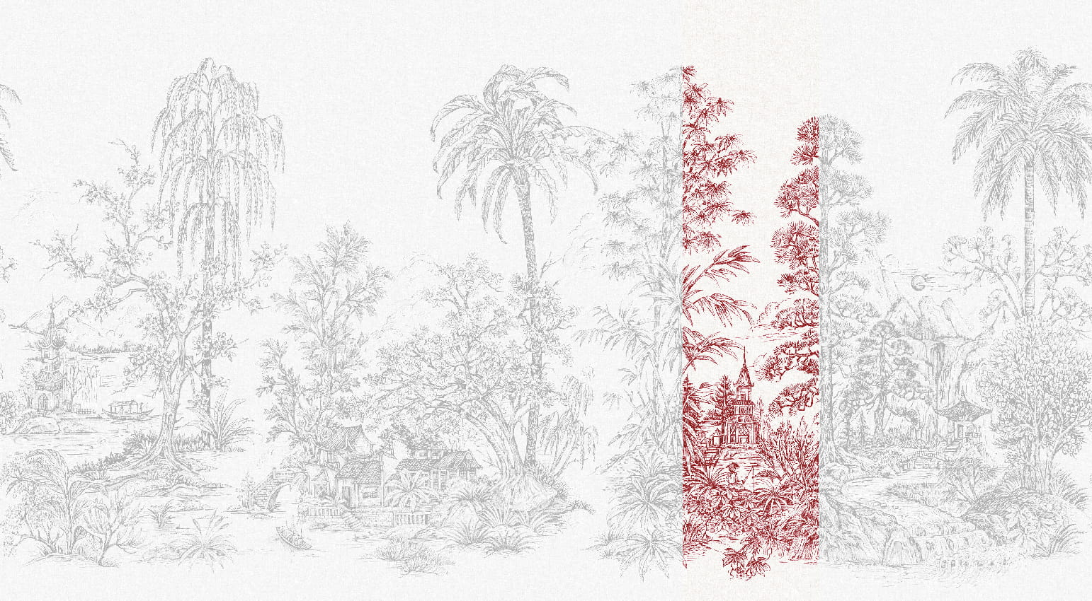 Wandbild Mandalay - White Red Panel 6