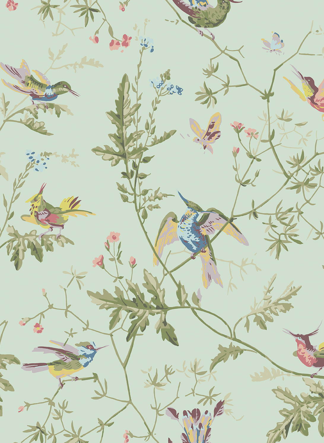 Tapete Hummingbirds - Multi/ Old Olive on Duck Egg Mica