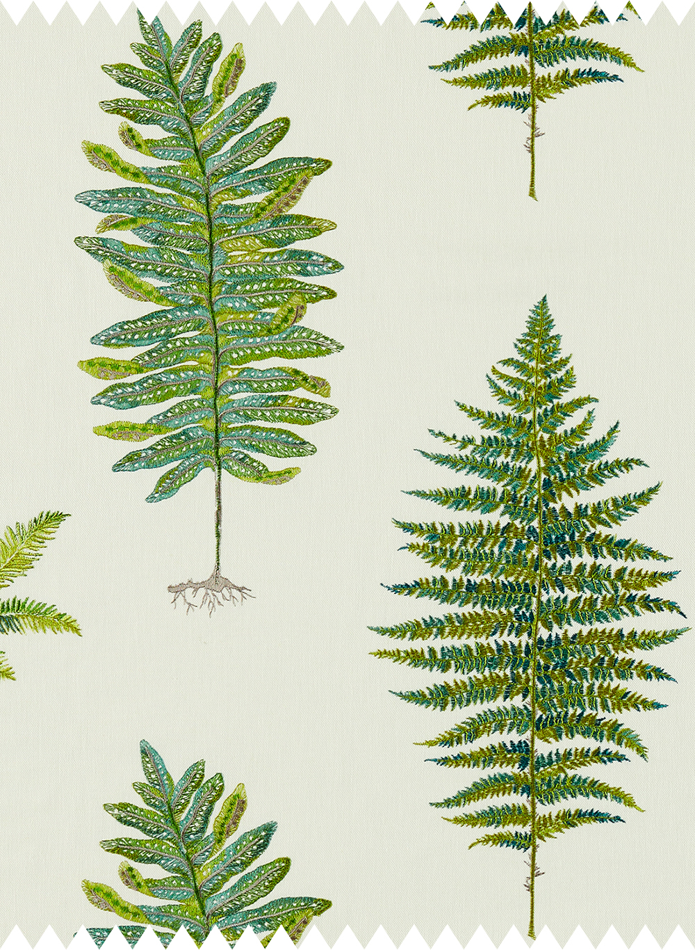 Tessuto Fernery Embroidery - Botanical Green