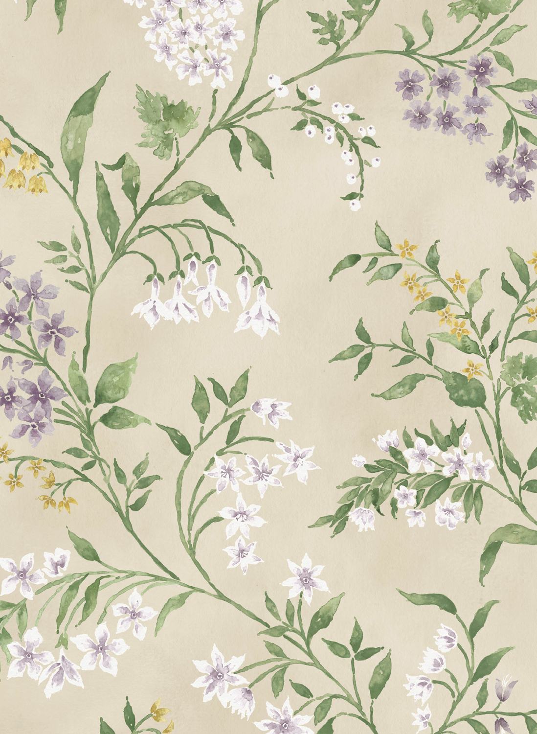 Tapete Almora - Lilac/ Gold/ Eucaplyptus