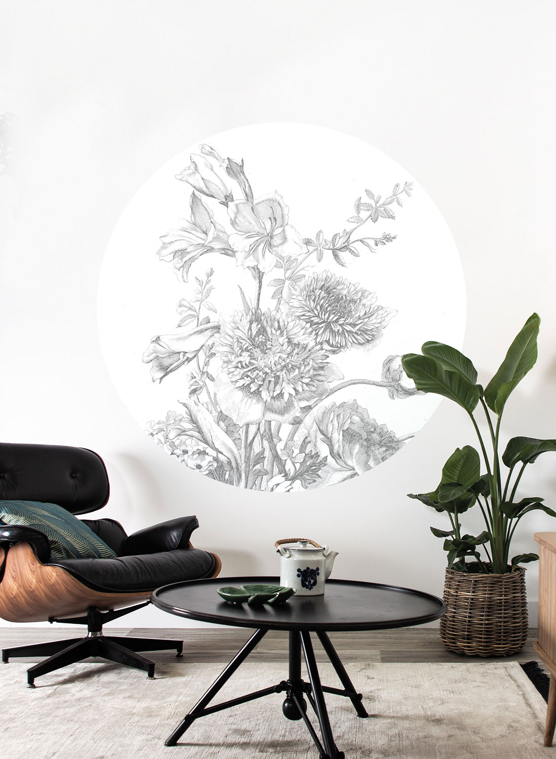 Wandbild Engraved Flowers 2 Circle
