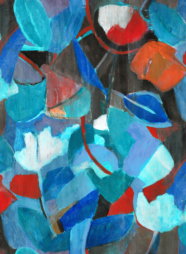 Wandbild Siwa - Blue Red Panel 6