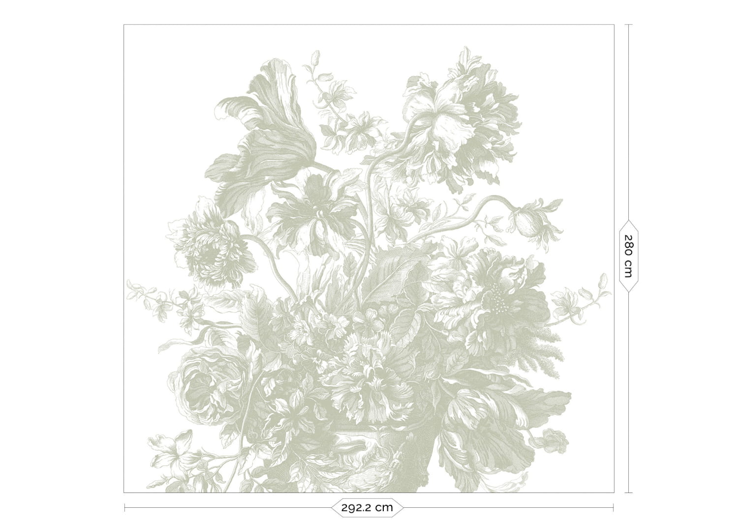 Wandbild Engraved Flowers Uyterlinde - Green 292 cm