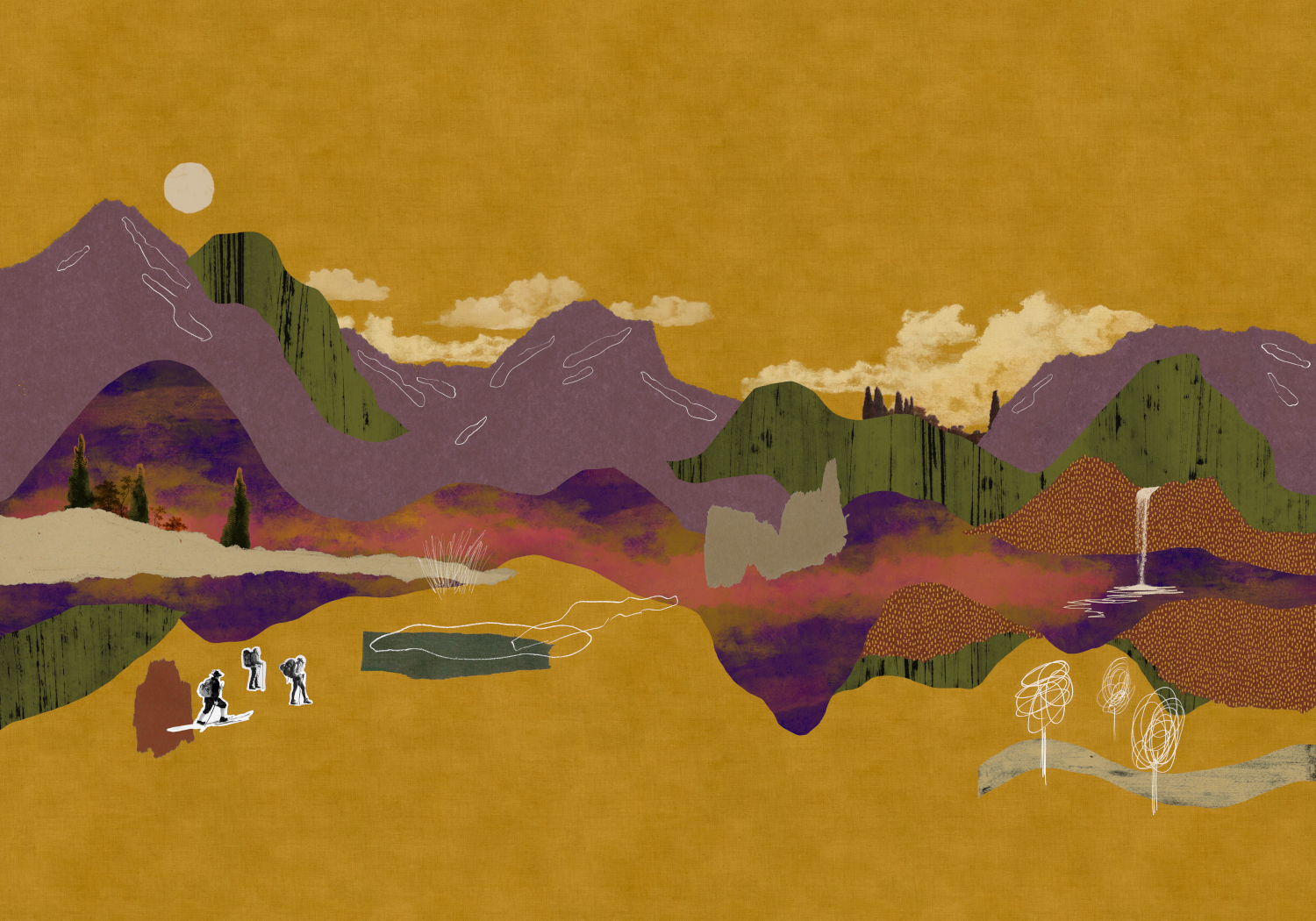 Wandbild Landscape Collage - Ocher