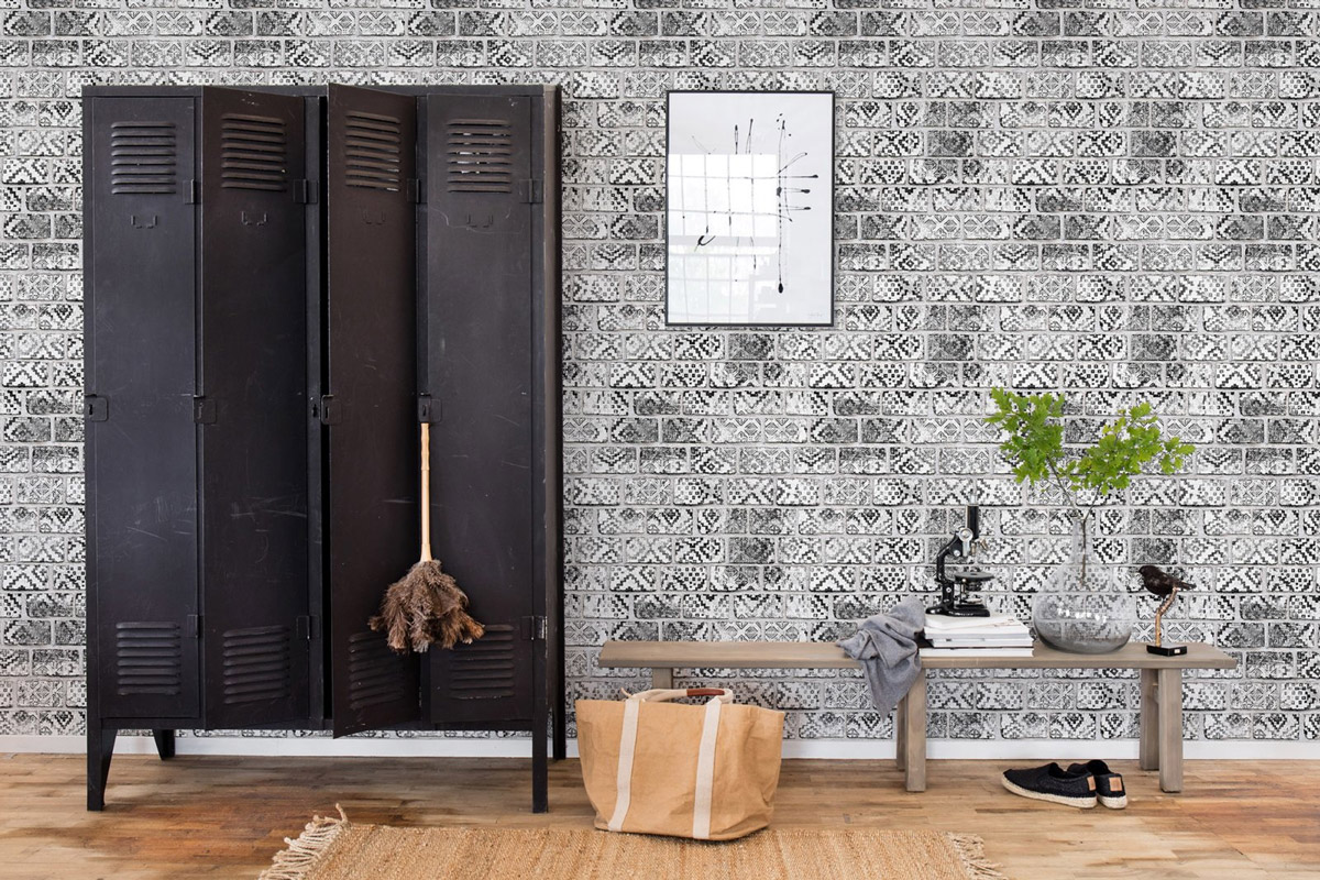 Wandbild Decorated Bricks - B/W