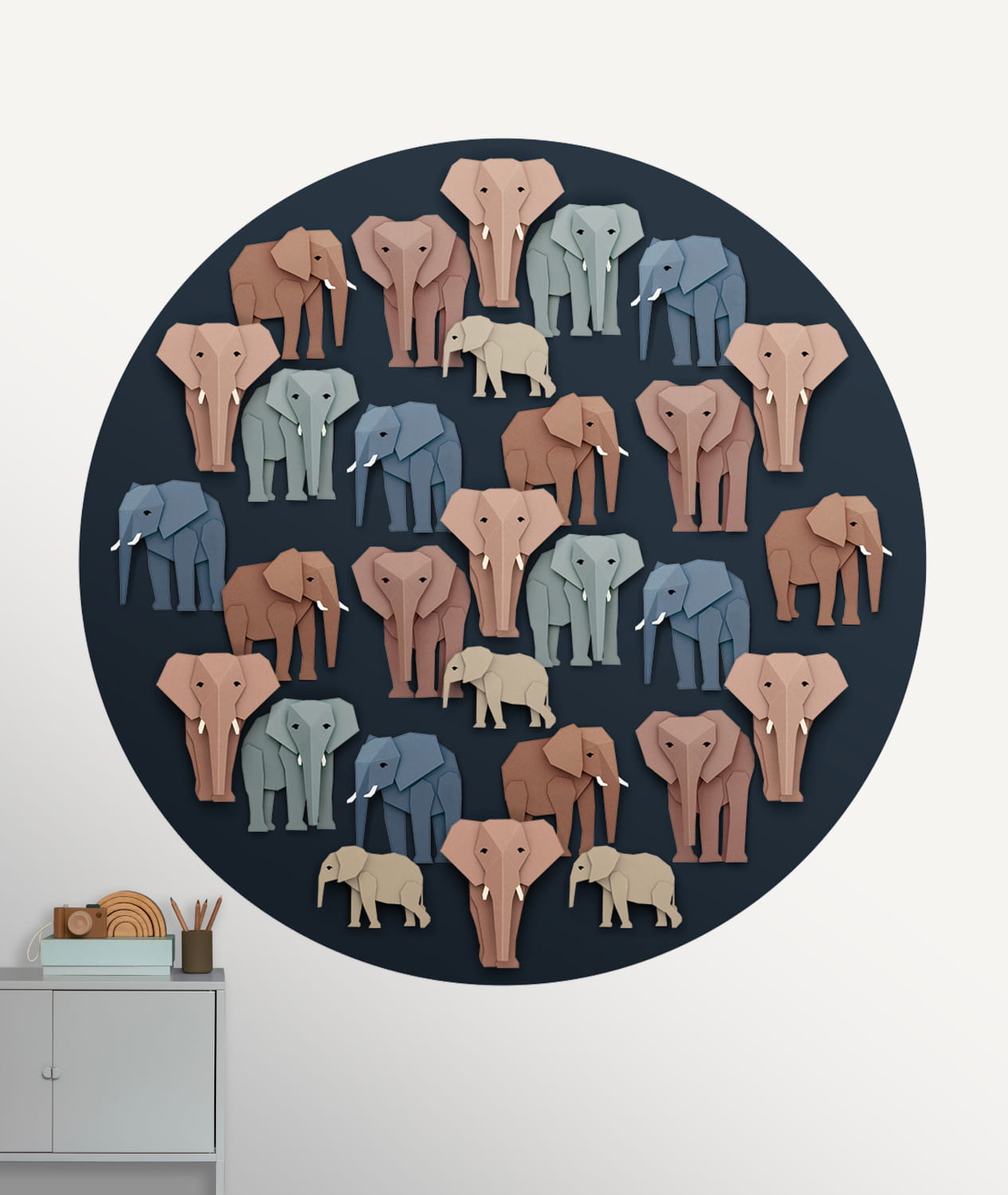 Wandbild Elephant Circle/ Olifanten Cirkel - Original - 1,90 m