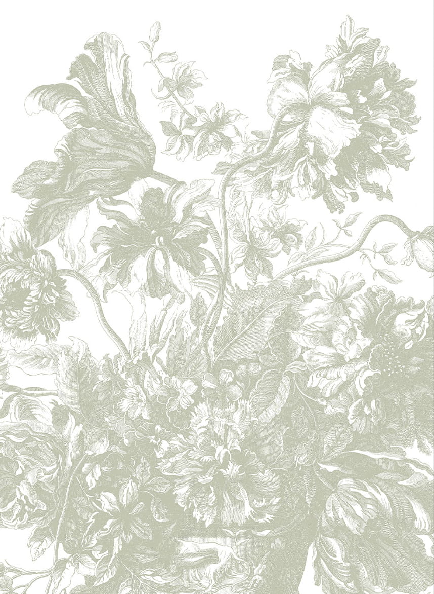 Wandbild Engraved Flowers Uyterlinde - Green 195 cm