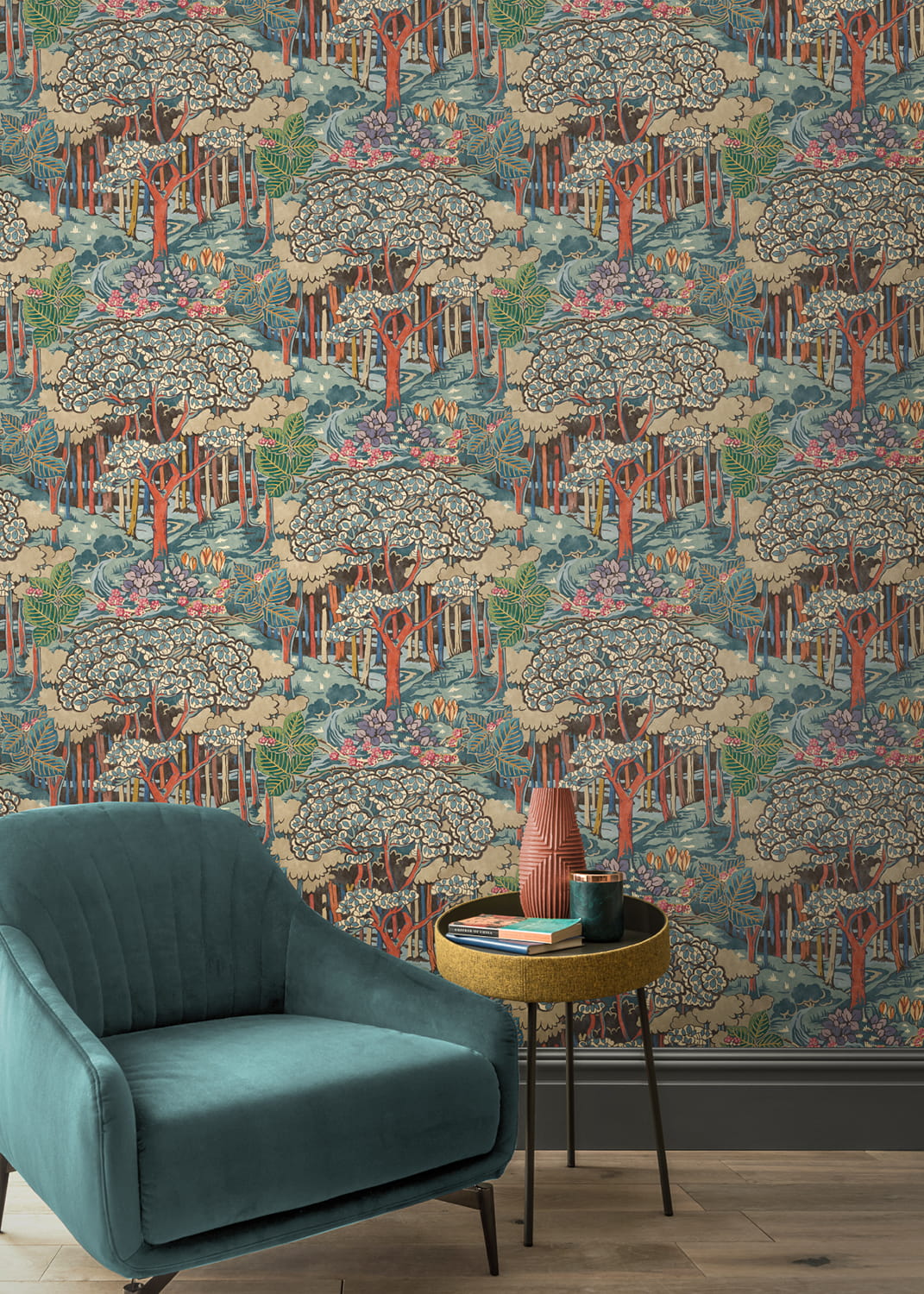 Tapete Ruskin - Red/ Teal