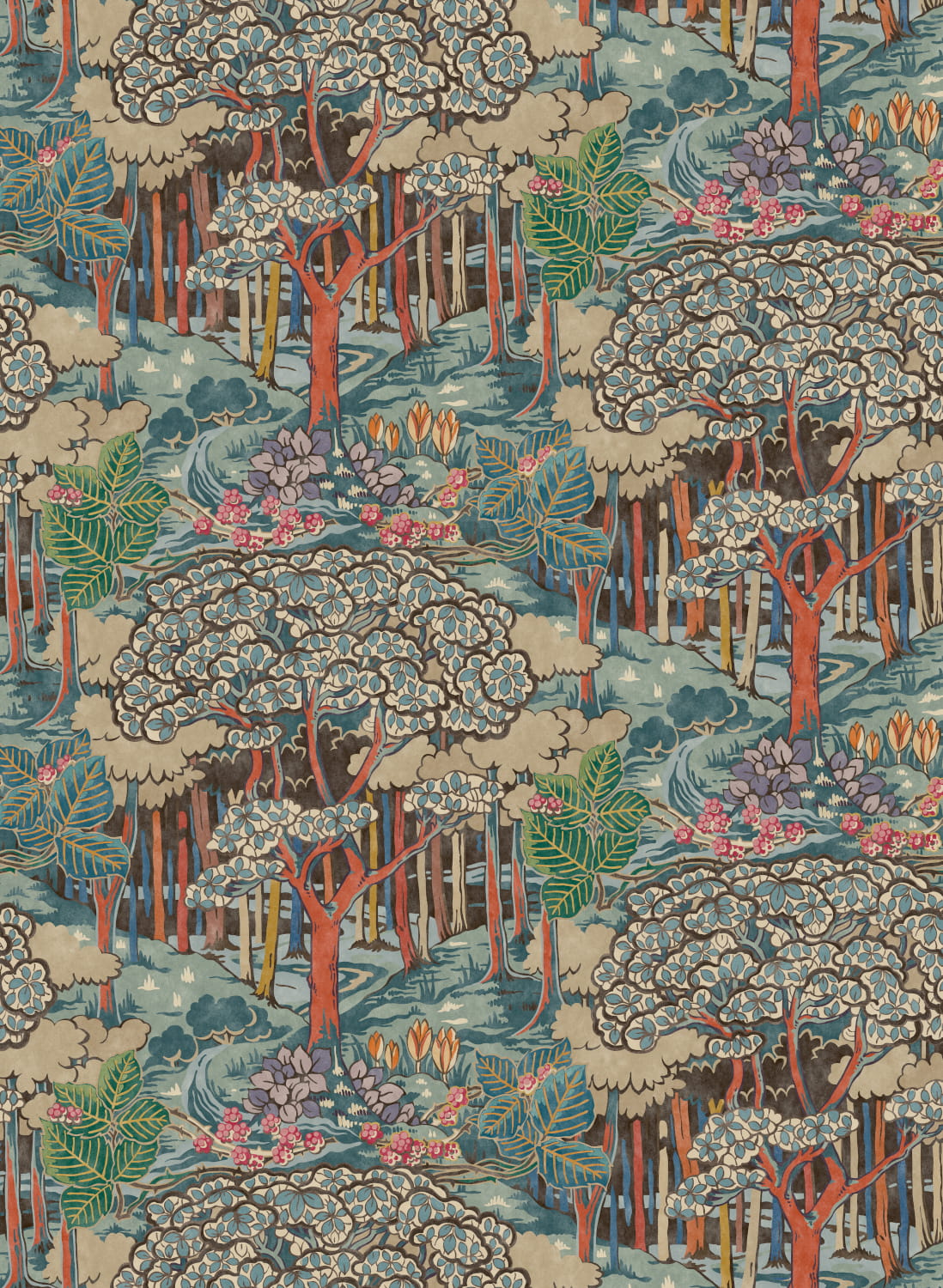 Tapete Ruskin - Red/ Teal