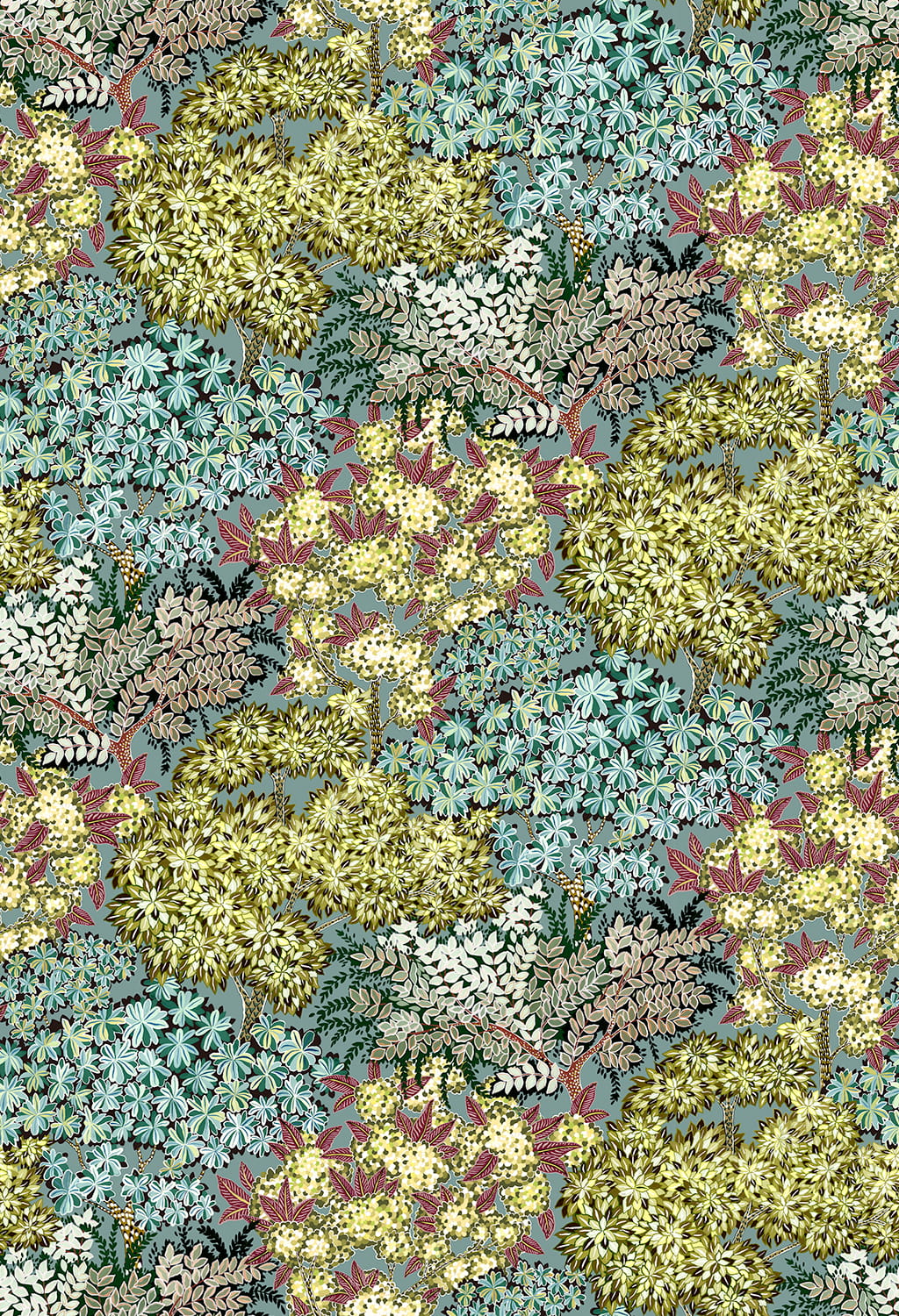 Tapete Broccoli Canopy - Celadon/ Olive/ Deep Red