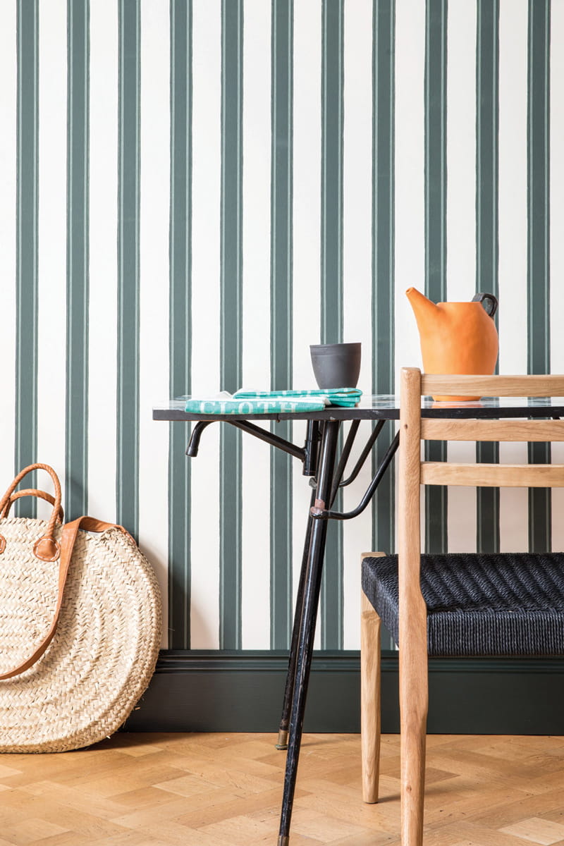 Tapete Block Print Stripe - Grey/ Studio Green/ Green Smoke
