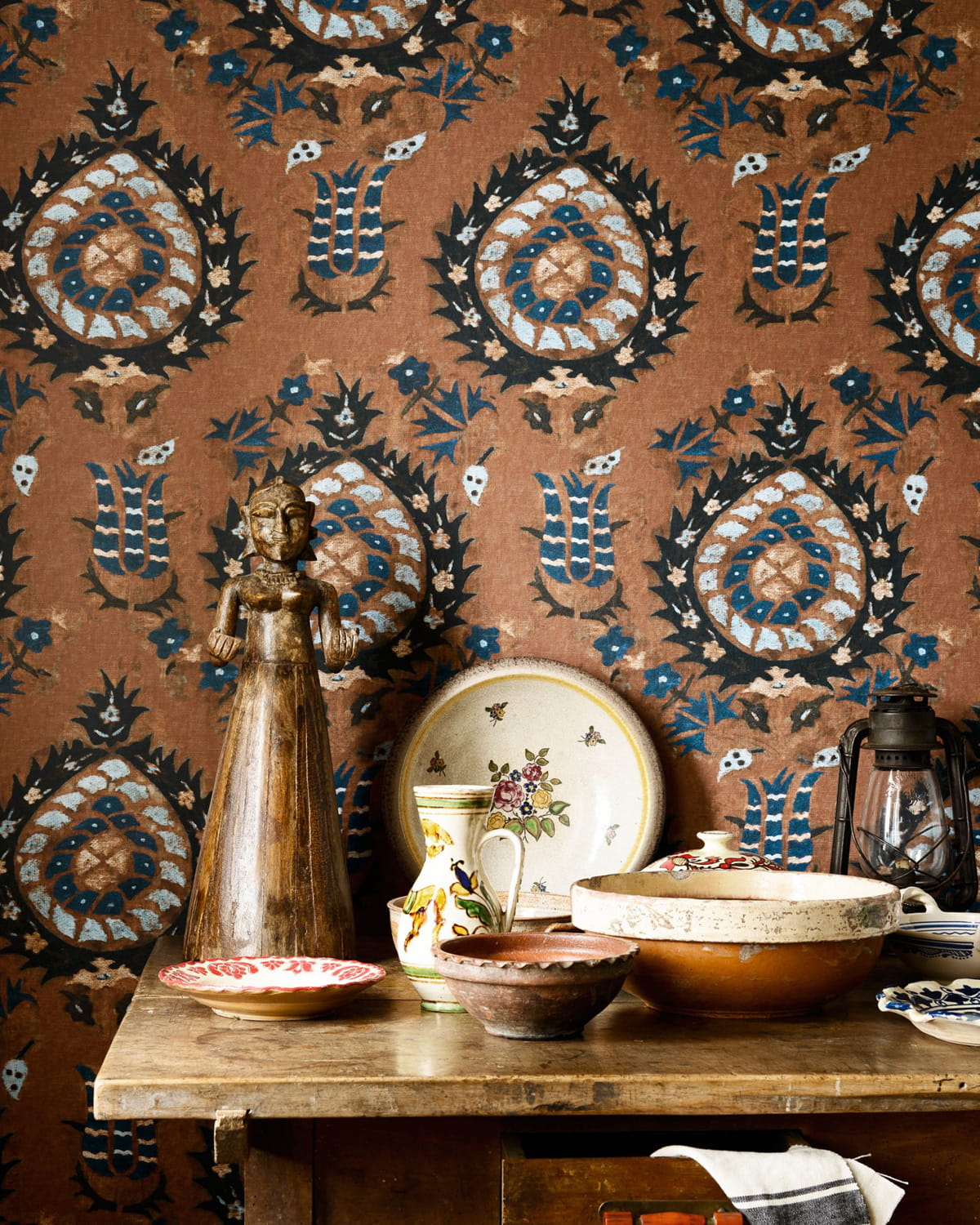 Tapete Flourish Sienna - Sienna/ Blue/ Black/ Brown
