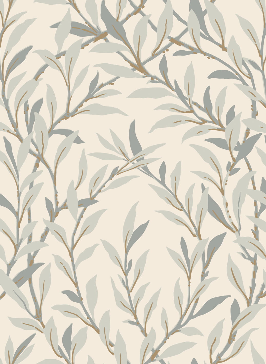 Tapete Willow Branch - Pebble on Cream