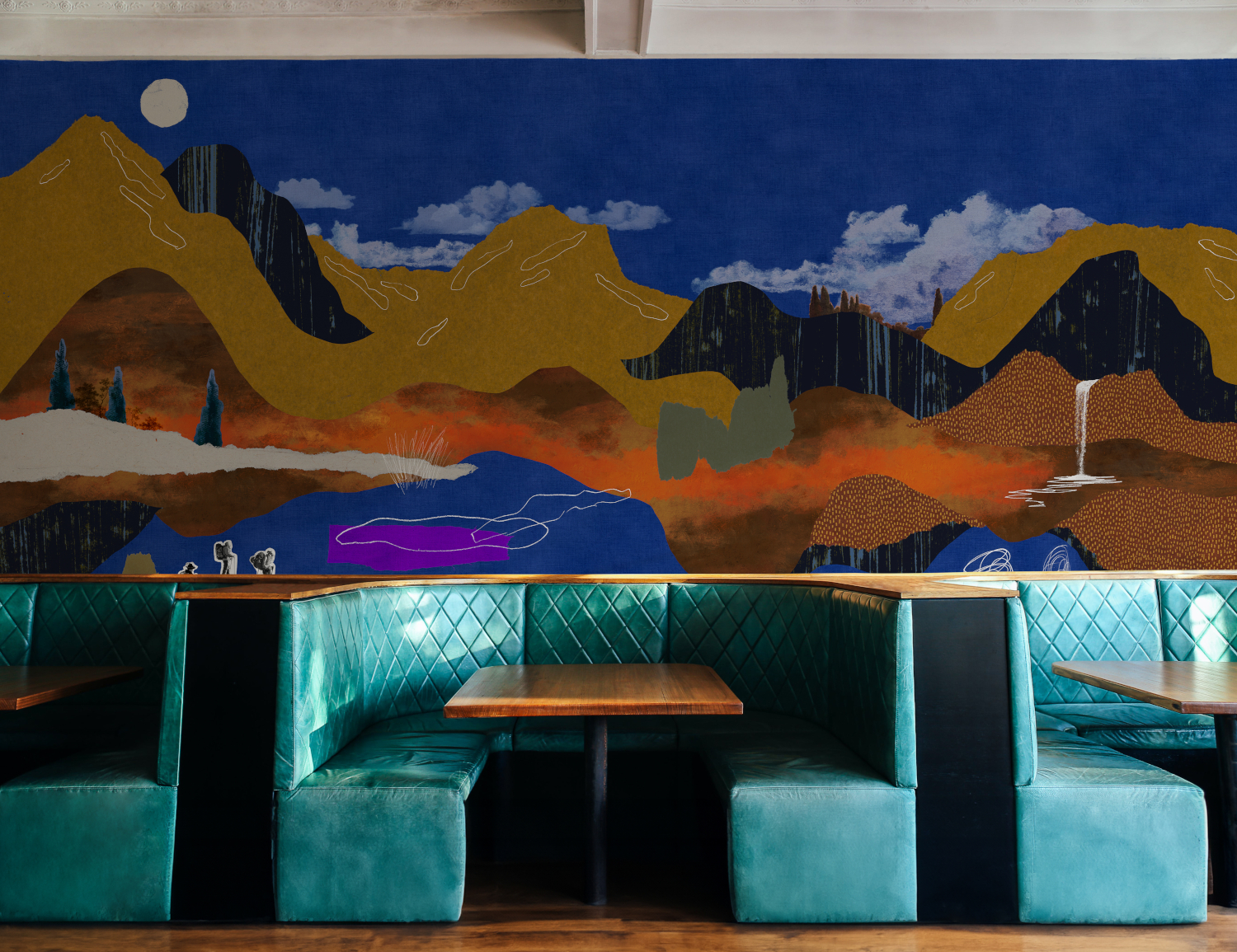 Wandbild Landscape Collage - Blue
