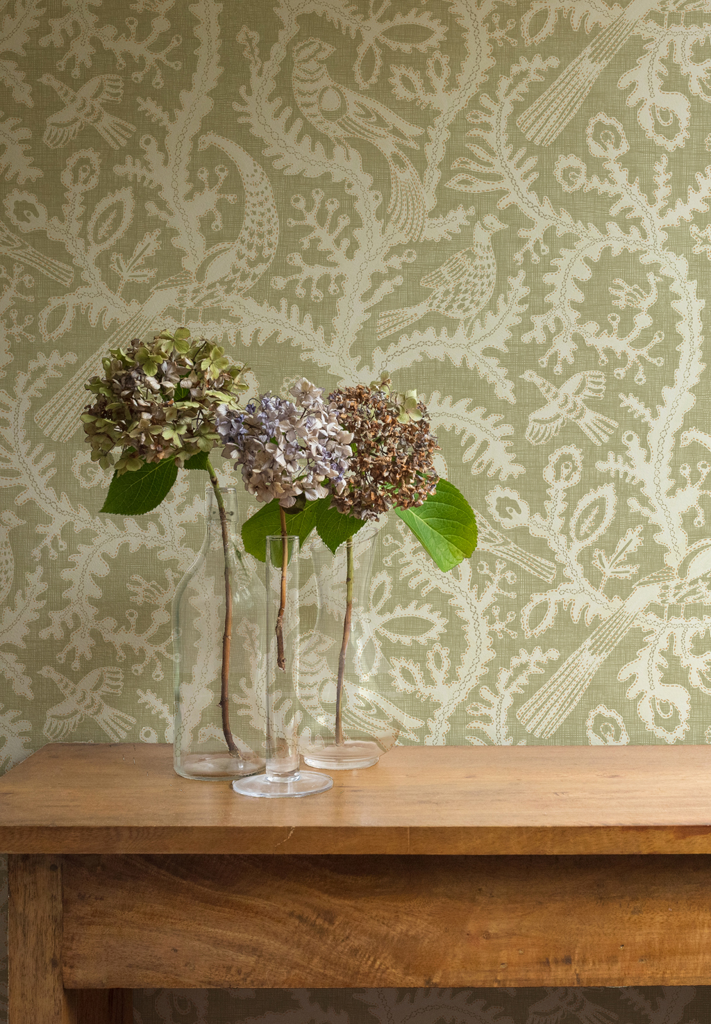 Tapete Stitched Birds - Sage