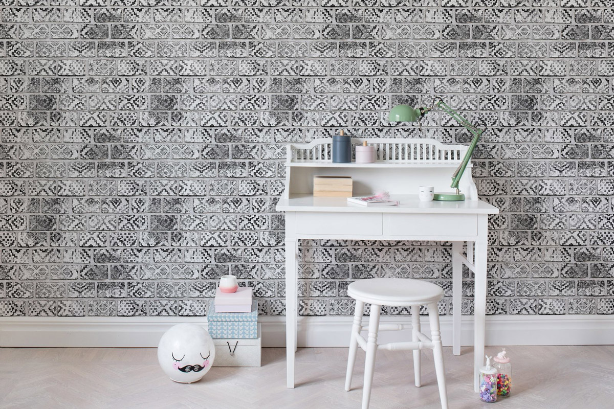Wandbild Decorated Bricks - B/W