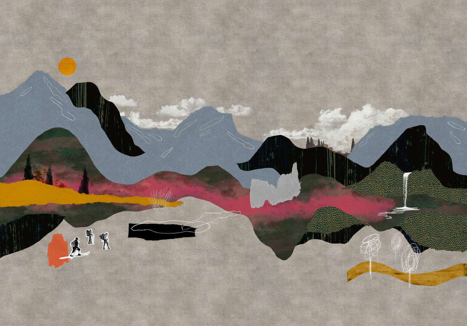 Wandbild Landscape Collage - Grey