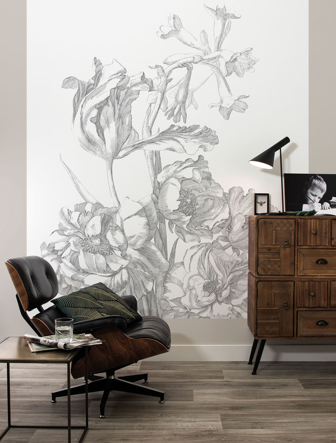 Wandbild Engraved Flowers 4 - S