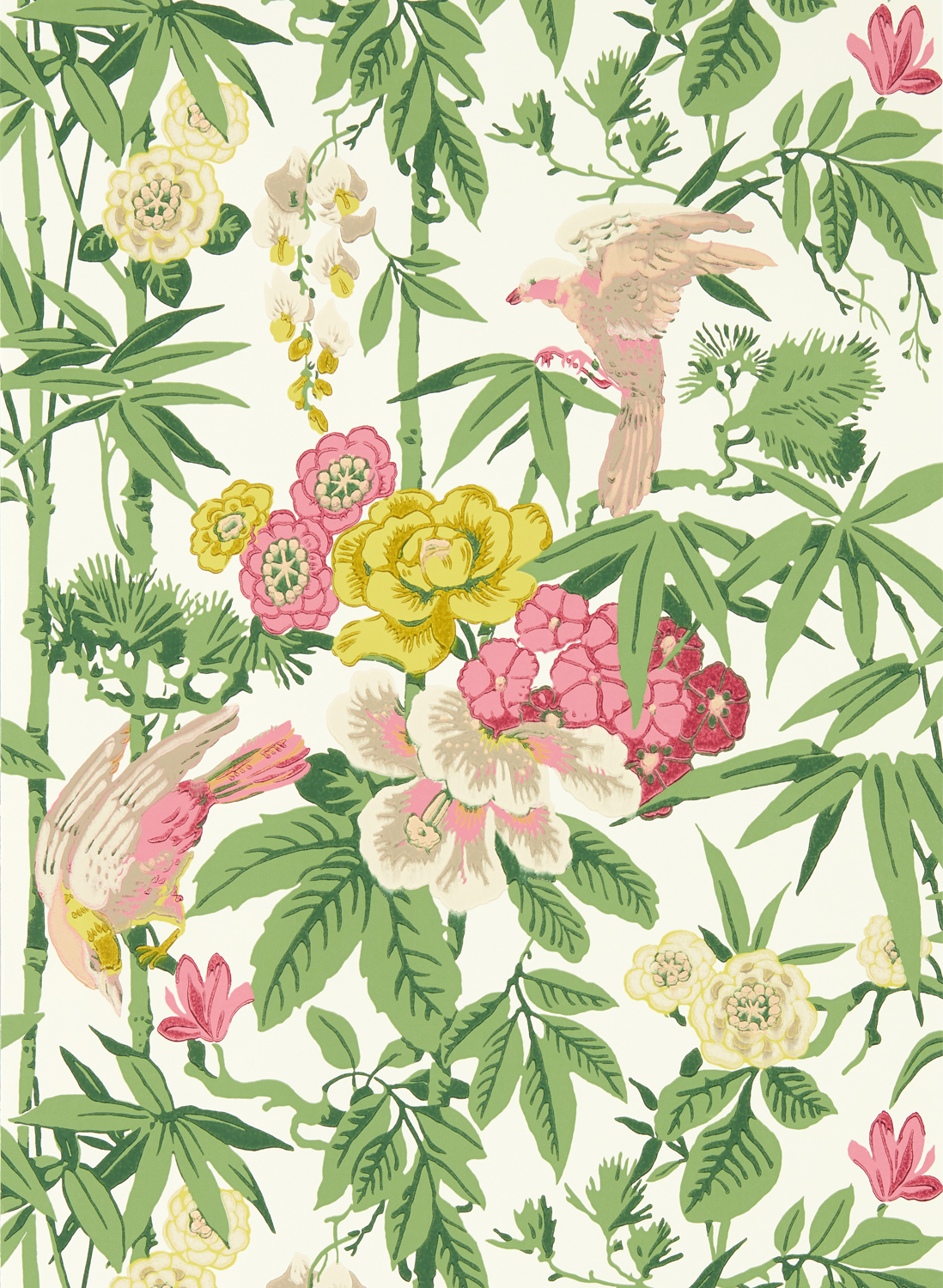 Tapete Bamboo and Birds - Scallion Green