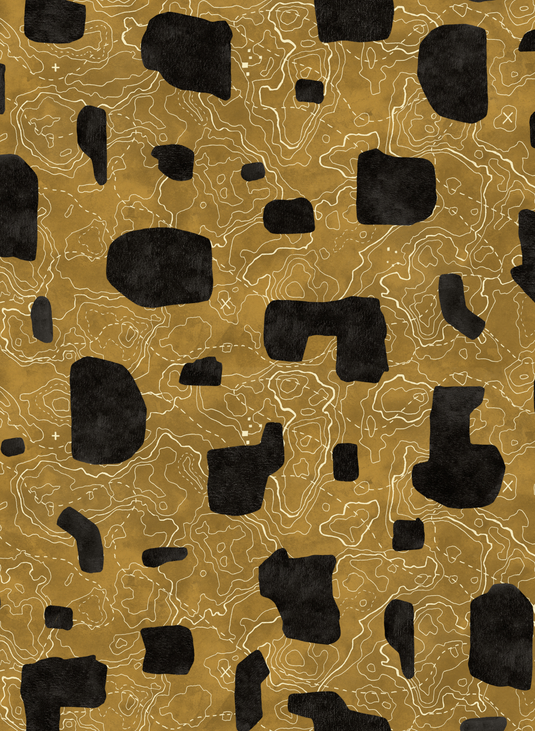 Tapete Map Xylography - Black
