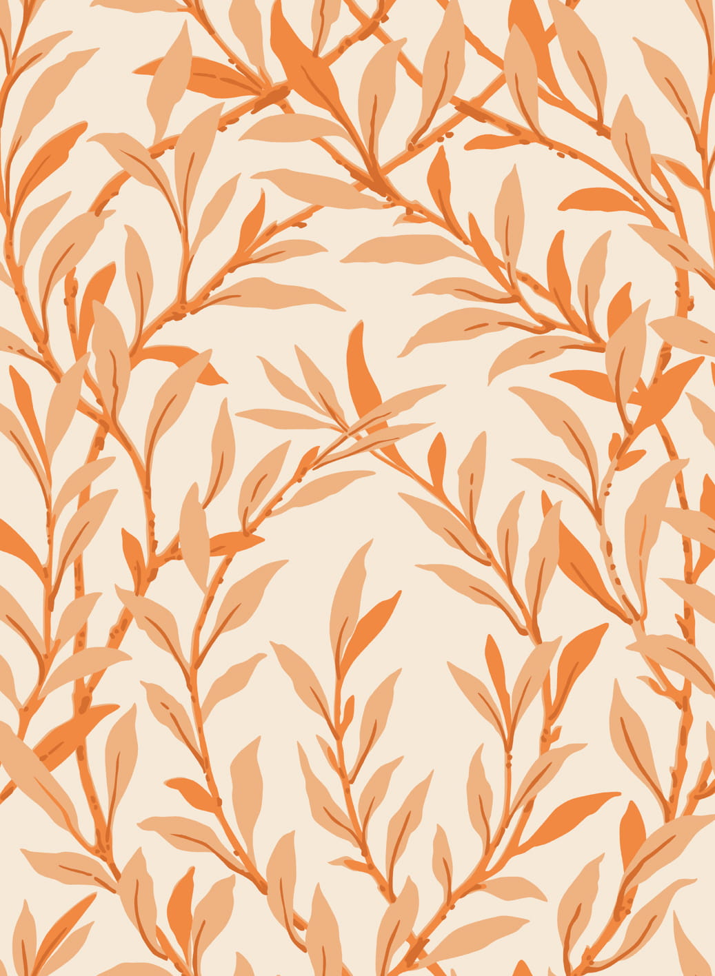 Tapete Willow Branch - Tangerine on Cream