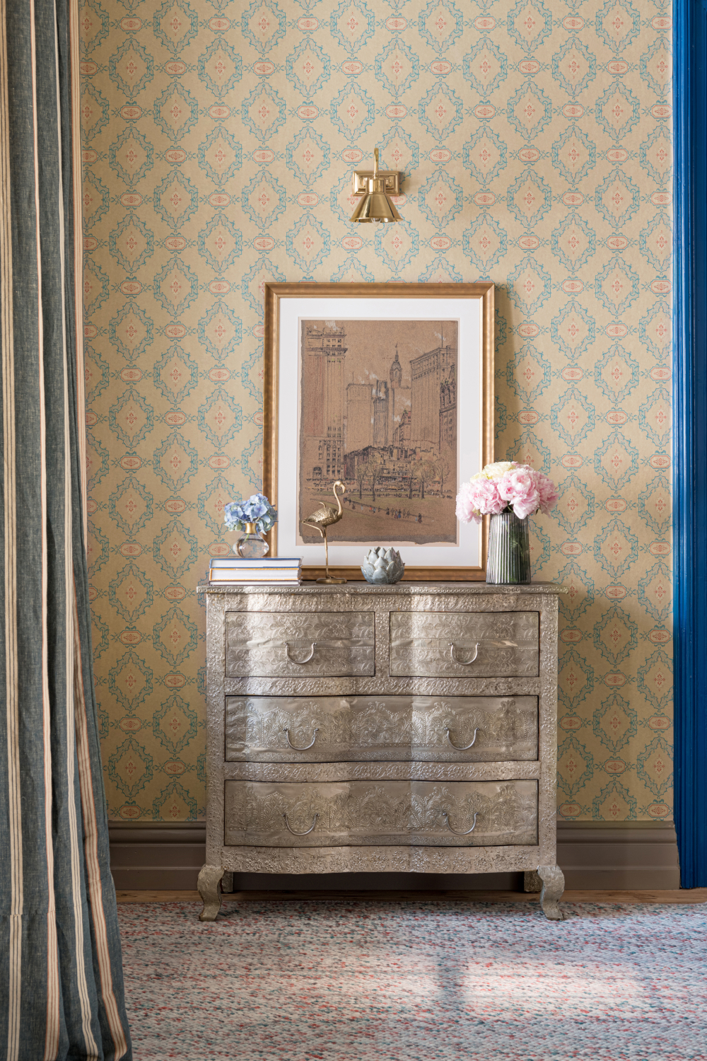 Tapete The Bar Tapestry - Taupe/ Blue/ Red