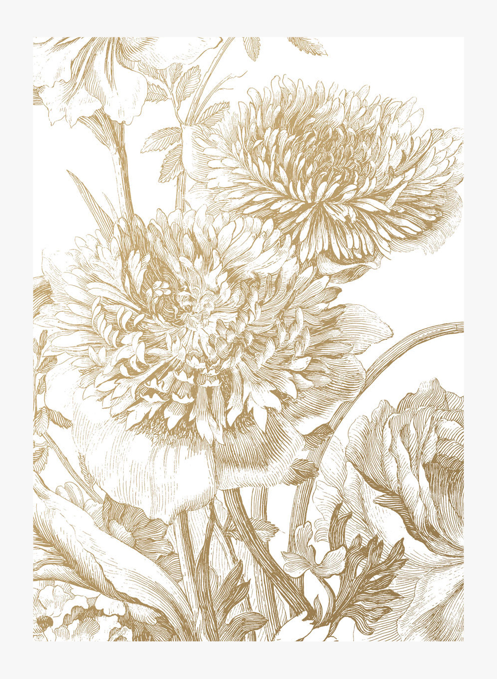 Wandbild Engraved Flowers Gold 2 - M