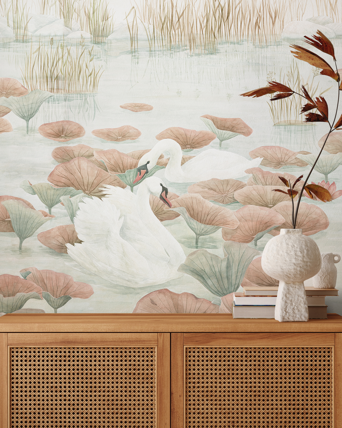Wandbild Classic Swan Lake - Terracotta