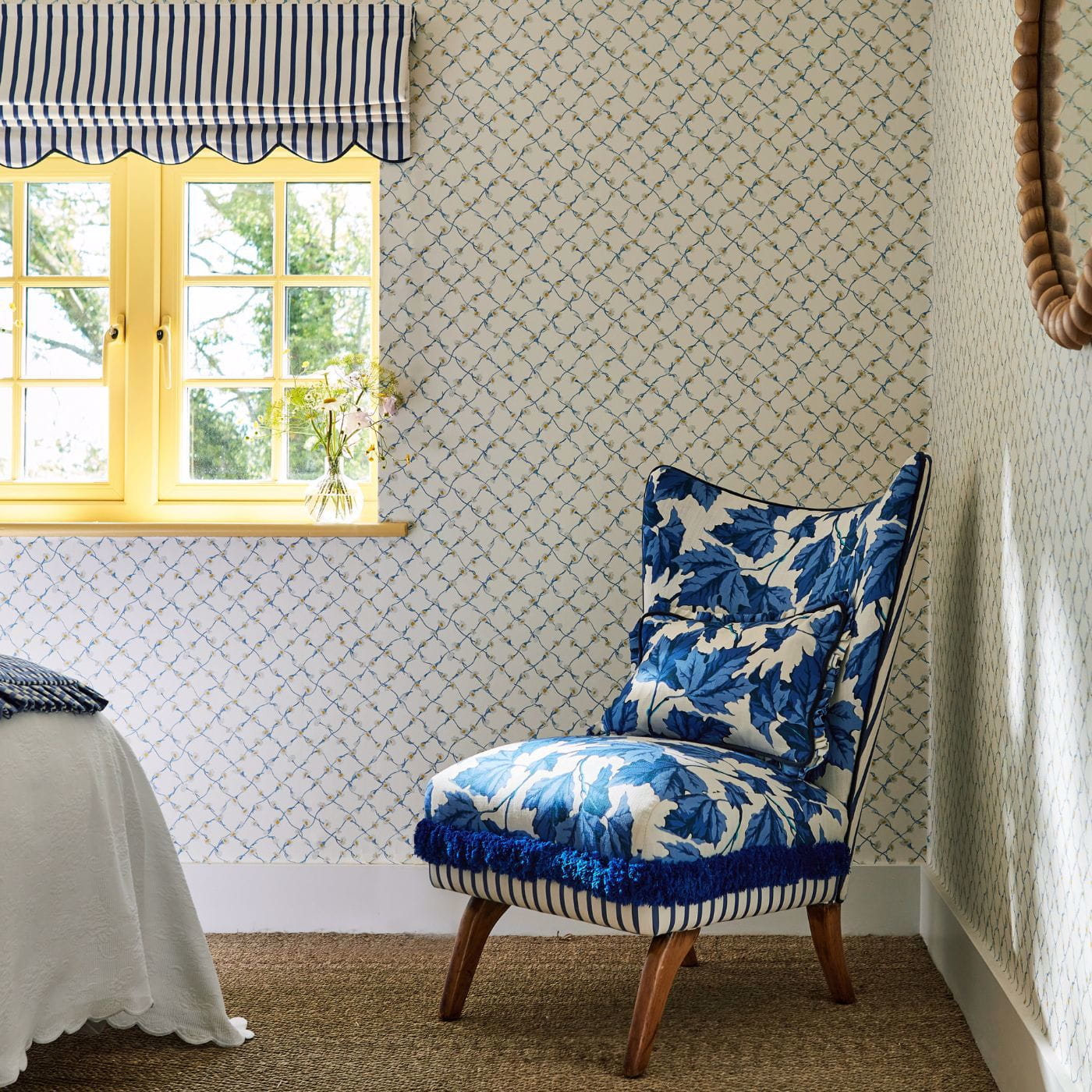 Tapete Daisy Trellis - Lapis/ Pearl