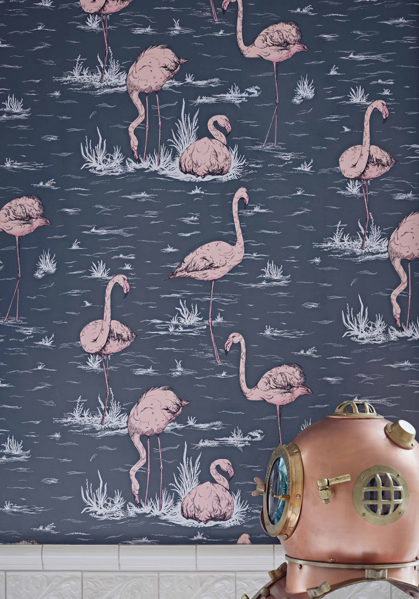 Tapete Flamingos - Ink & Alabaster Pink