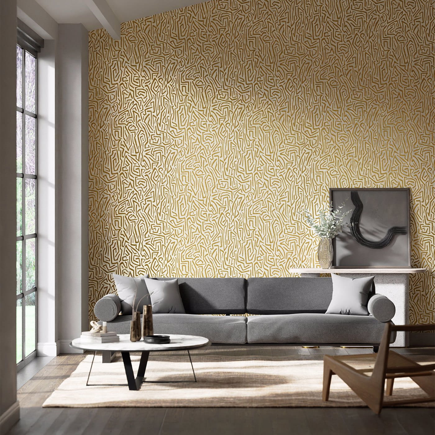 Tapete Melodic - Gold/ Paper Lantern