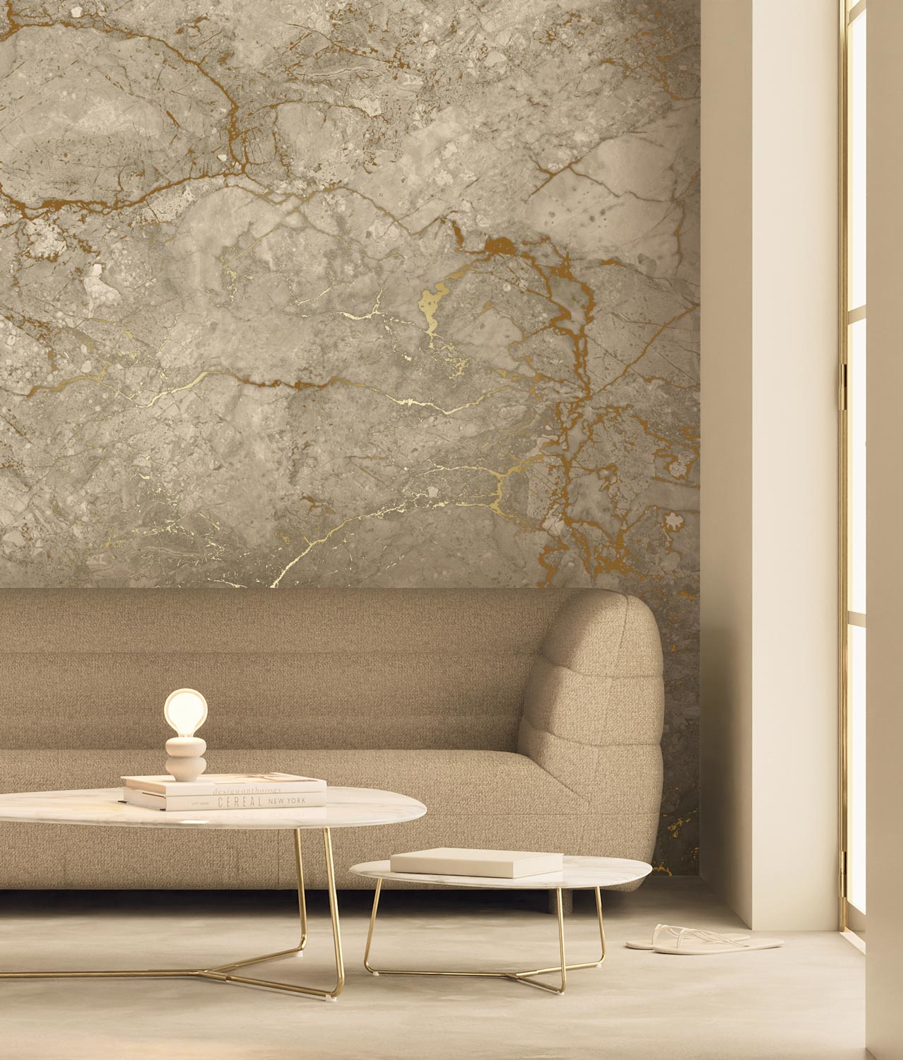Wandbild Marble Beige Uyterlinde - 195 cm