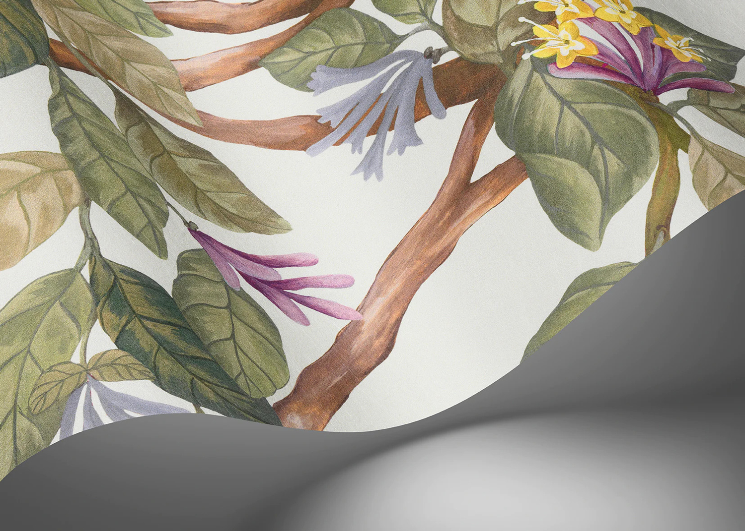 Tapete Hummingbirds Flora - Multi/ Old Olive on Eau Du Nil