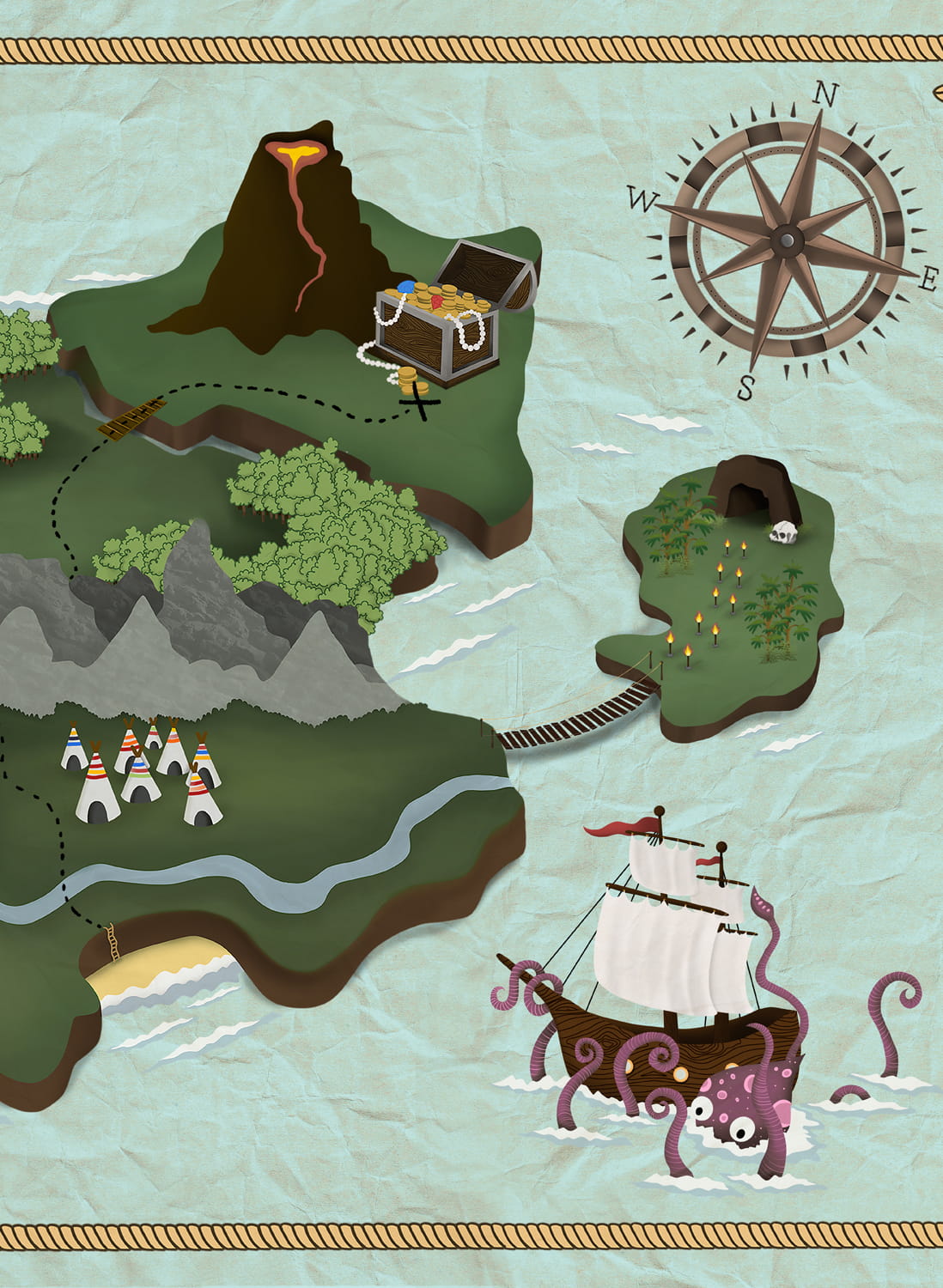 Wandbild Treasure Map - Mint